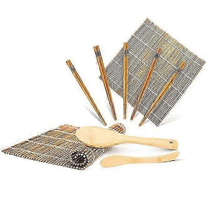 9pcs Bamboo Sushi Rolling Mat Beginner Sushi Making Kit 2 Rolling Mats