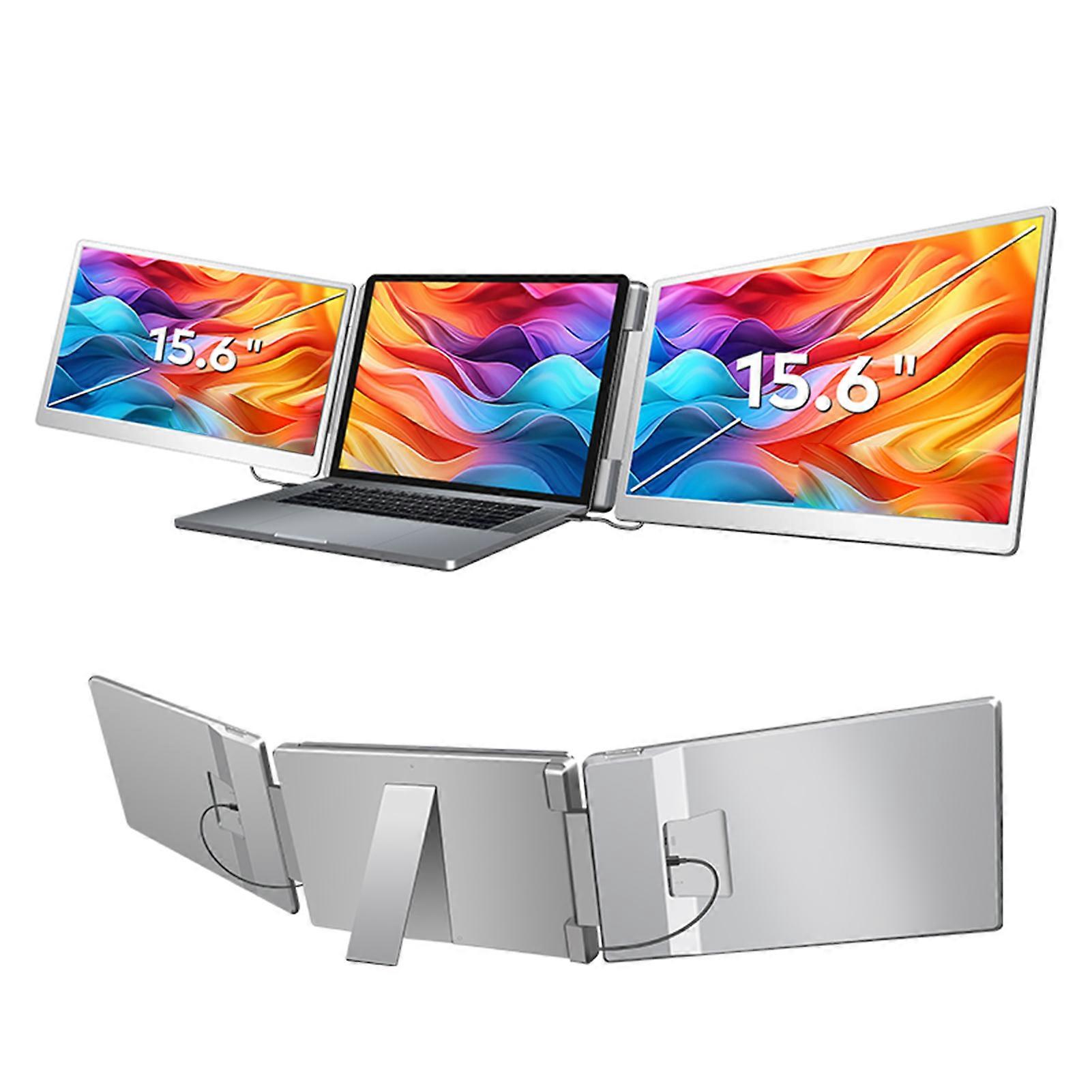 S10 Laptop Screen Extender 15.6" IPS Screen Triple Monitor for 12-18.5 Inch Laptop Foldable Rotatable Monitor Extender with Kickstand