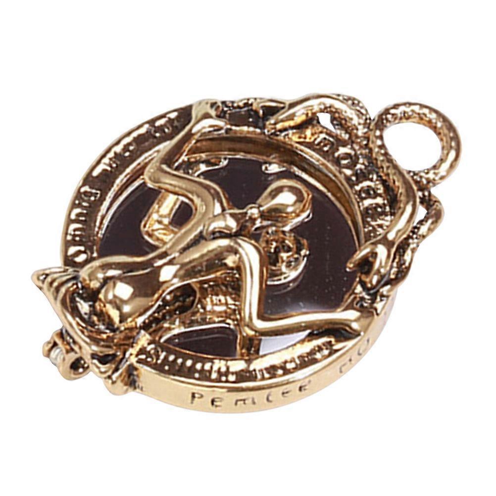 Vintage Punk Skeleton Mirror Alloy Brooch Pin for Halloween, Concerts, Costume Parties, and Formal Outfits – Stylish Gold Badge Accessory for Women