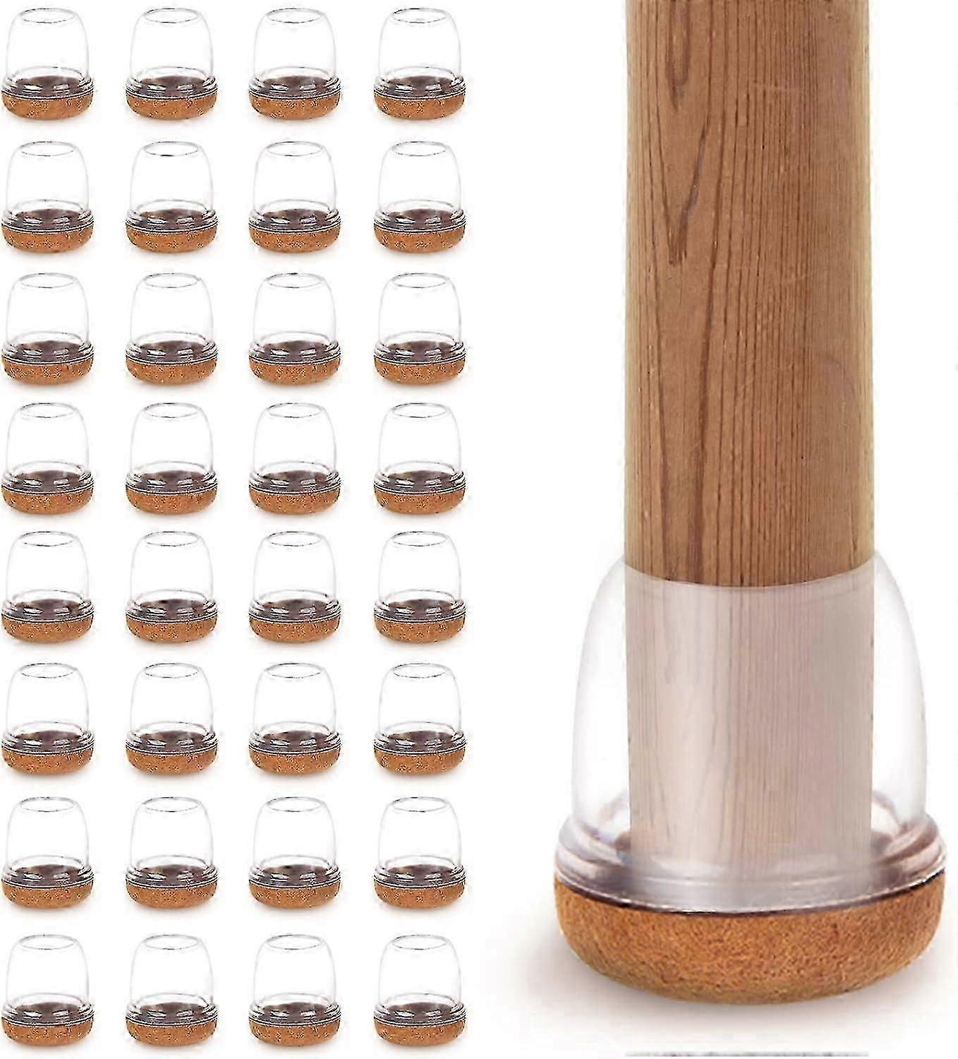 32 τεμάχια προστατευτικά ποδιών καρέκλας από τσόχα, διαφανή καλύμματα ποδιών καρέκλας σιλικόνης, κατάλληλα για στρογγυλά πόδια με διάμετρο 14-19mm