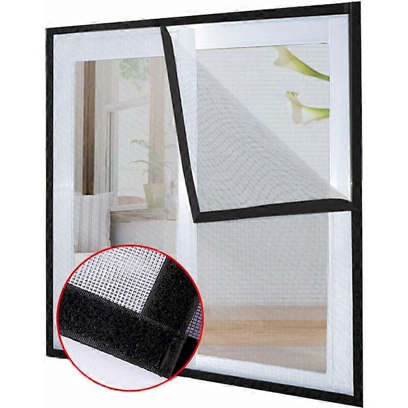 Mosquito net - Window screen - 150 x 150 cm - Self-adhesive - With Velcro - Anti-mosquito/flies/insects - White mesh and black stickers