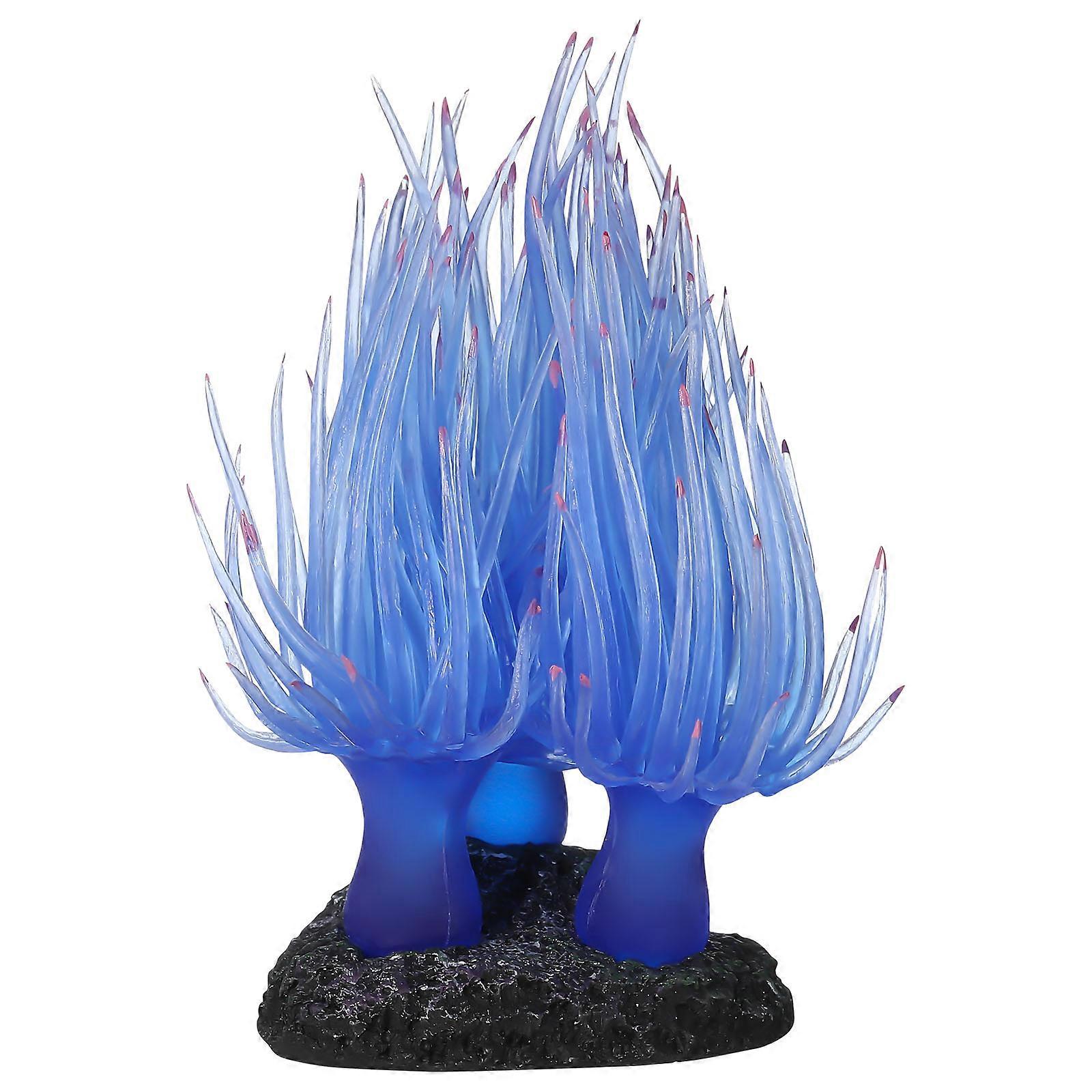 フィッシュタンクオーナメント人工サンゴフィッシュタンクオーナメント水族館デコレーションブルー8x7.5x7.5cmリアルフレキシブルダイナミック1個