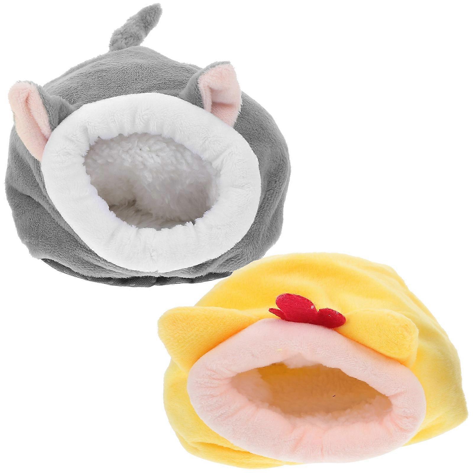 Warm Cozy Small Pets Beds Hamster Mini Bed House Winter Use Flannelette Sleeping Area 2Pack