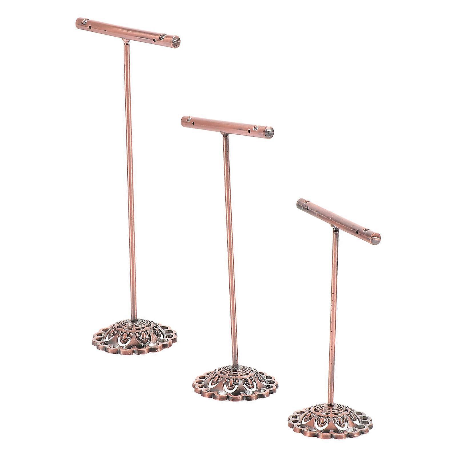 T Shape Earring Display Rack Made of Iron for Storefront Showcase Red Color 3 Pieces