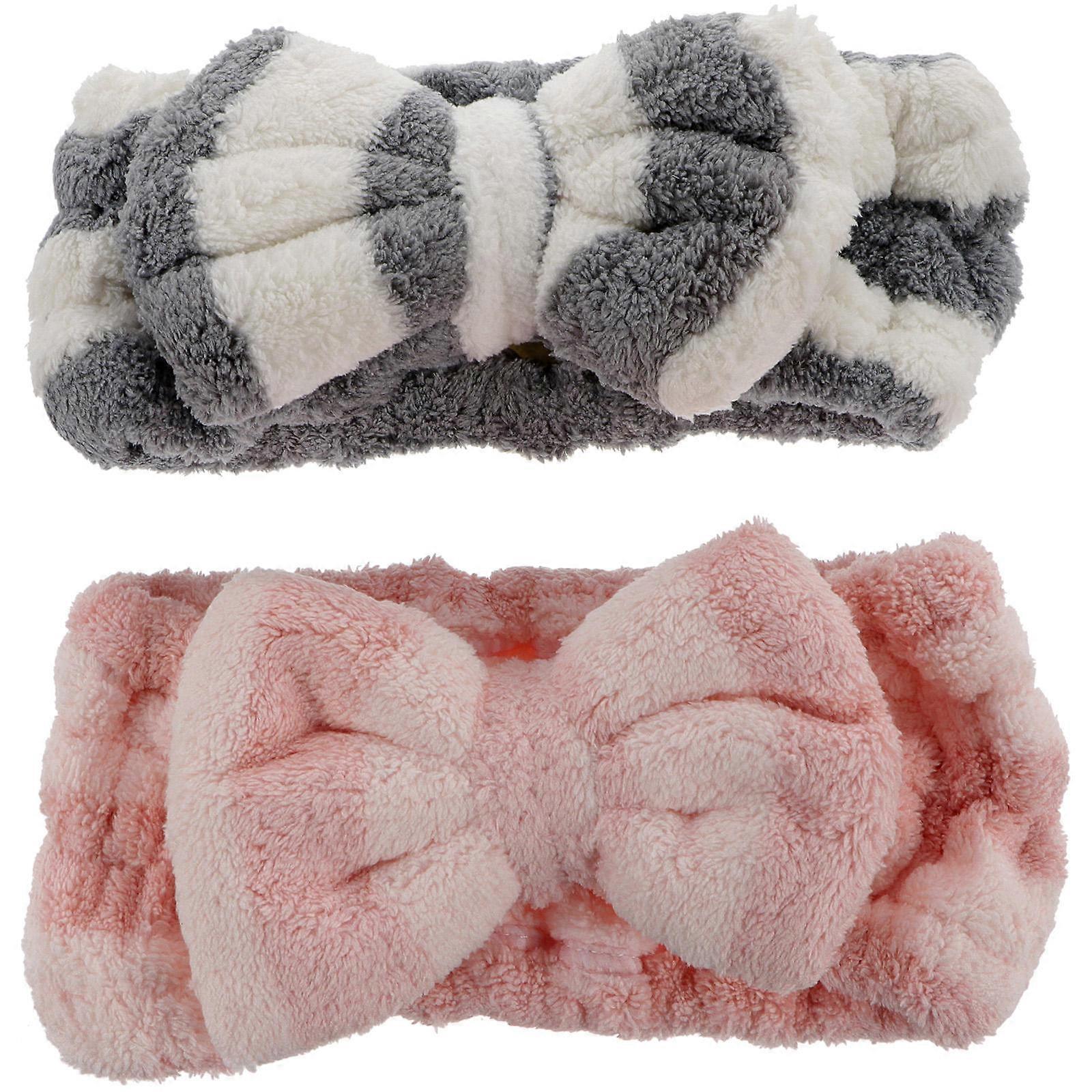 Bowknot Spa Facial Headband Elastic Facial Headband for Washing Face Assorted Color 2Pack