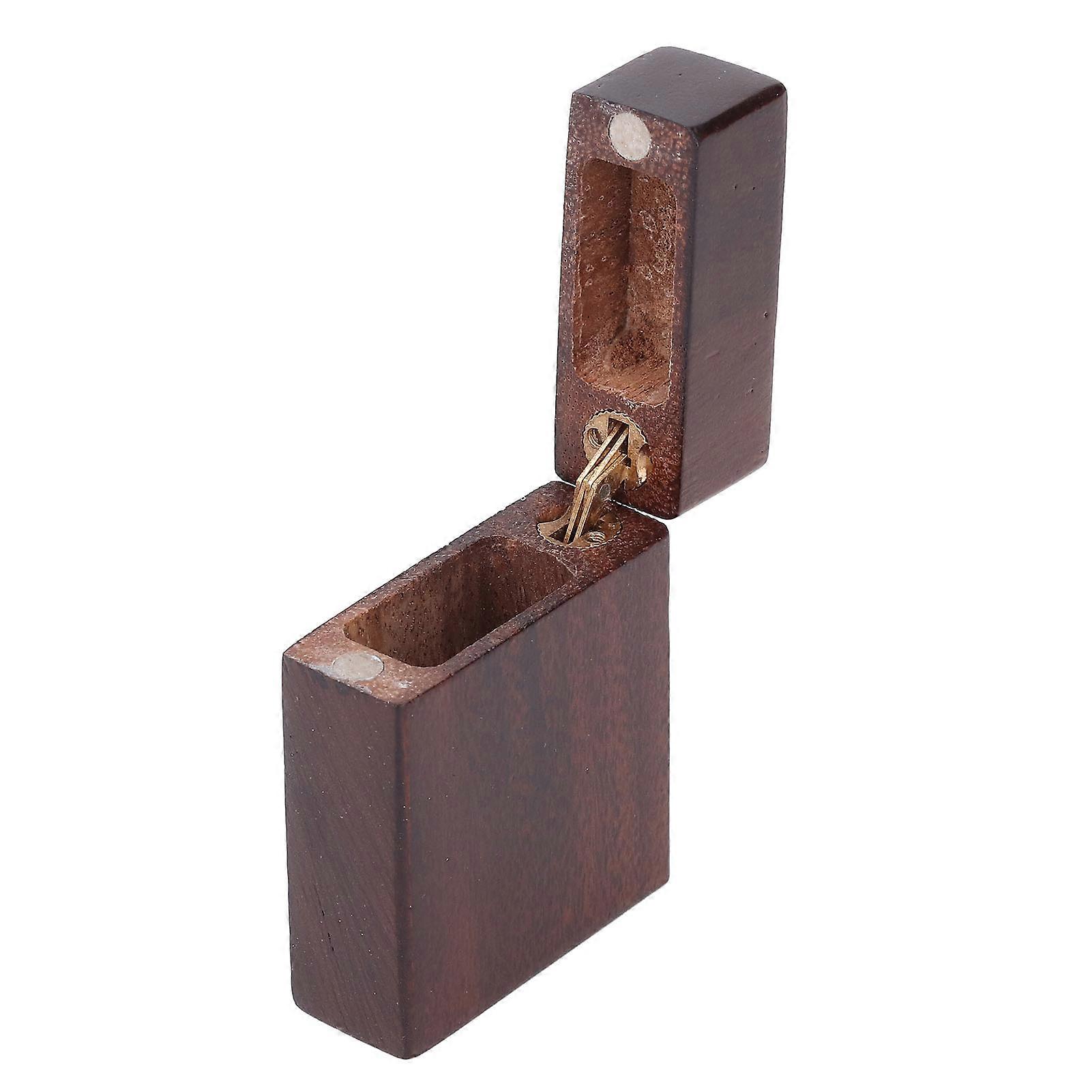 Svart Valnöt Trä Gitarr Plektrumlåda Vintage Lättare Form Hållare