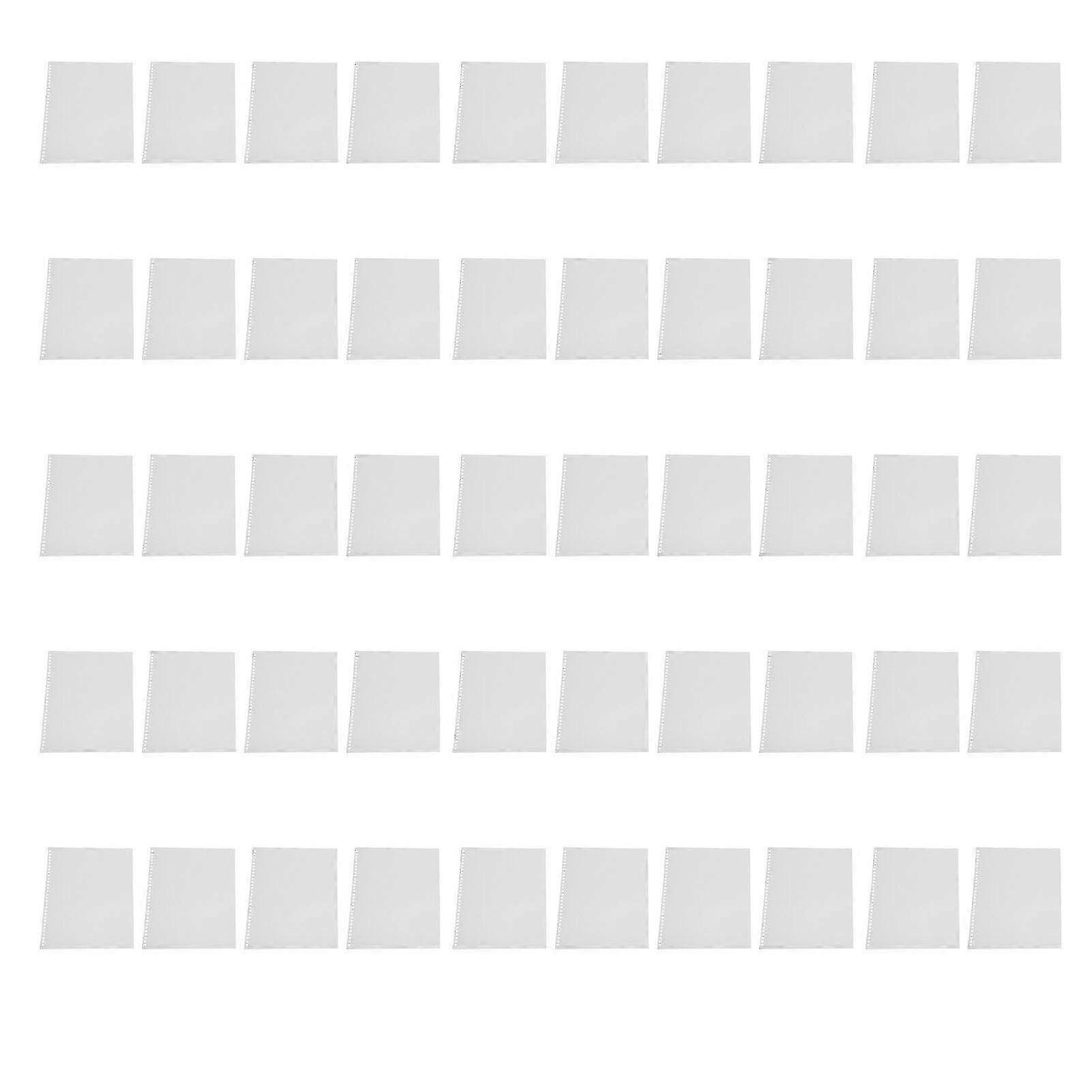 50pcs Sheet Protectors 30 Hole A4 Flexible Frosted Translucent Waterproof Reusable Binding Covers for Reports Presentations White