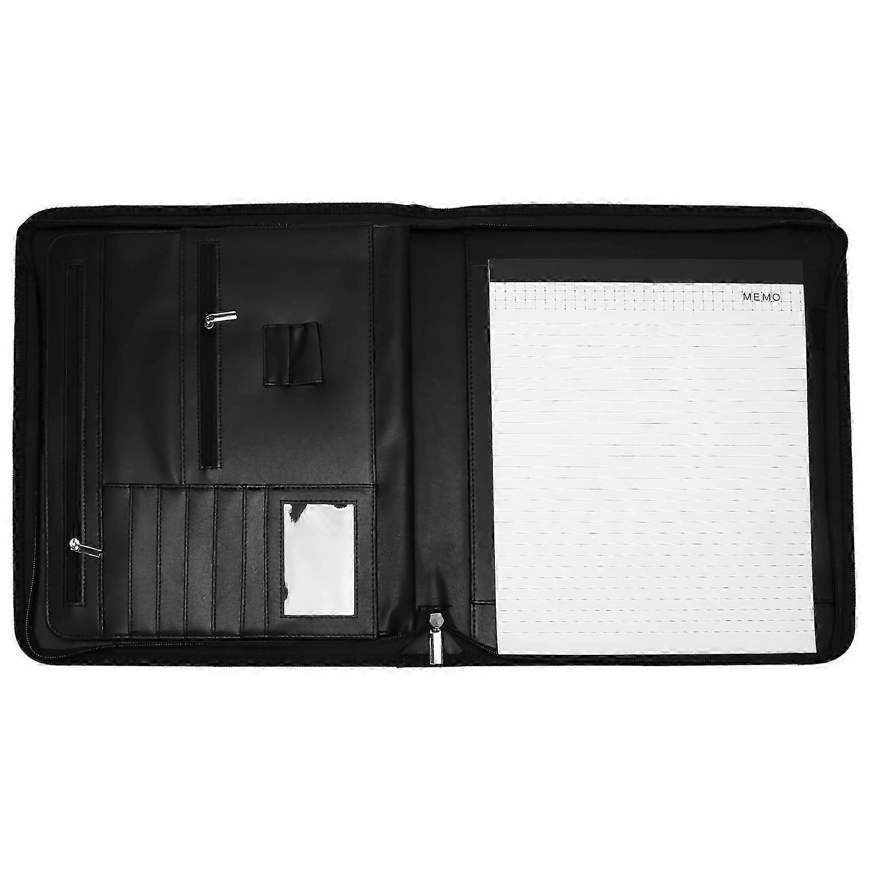 Lederen map met ritssluiting Portfolio voor Business / Table en Card Interview CV Binder