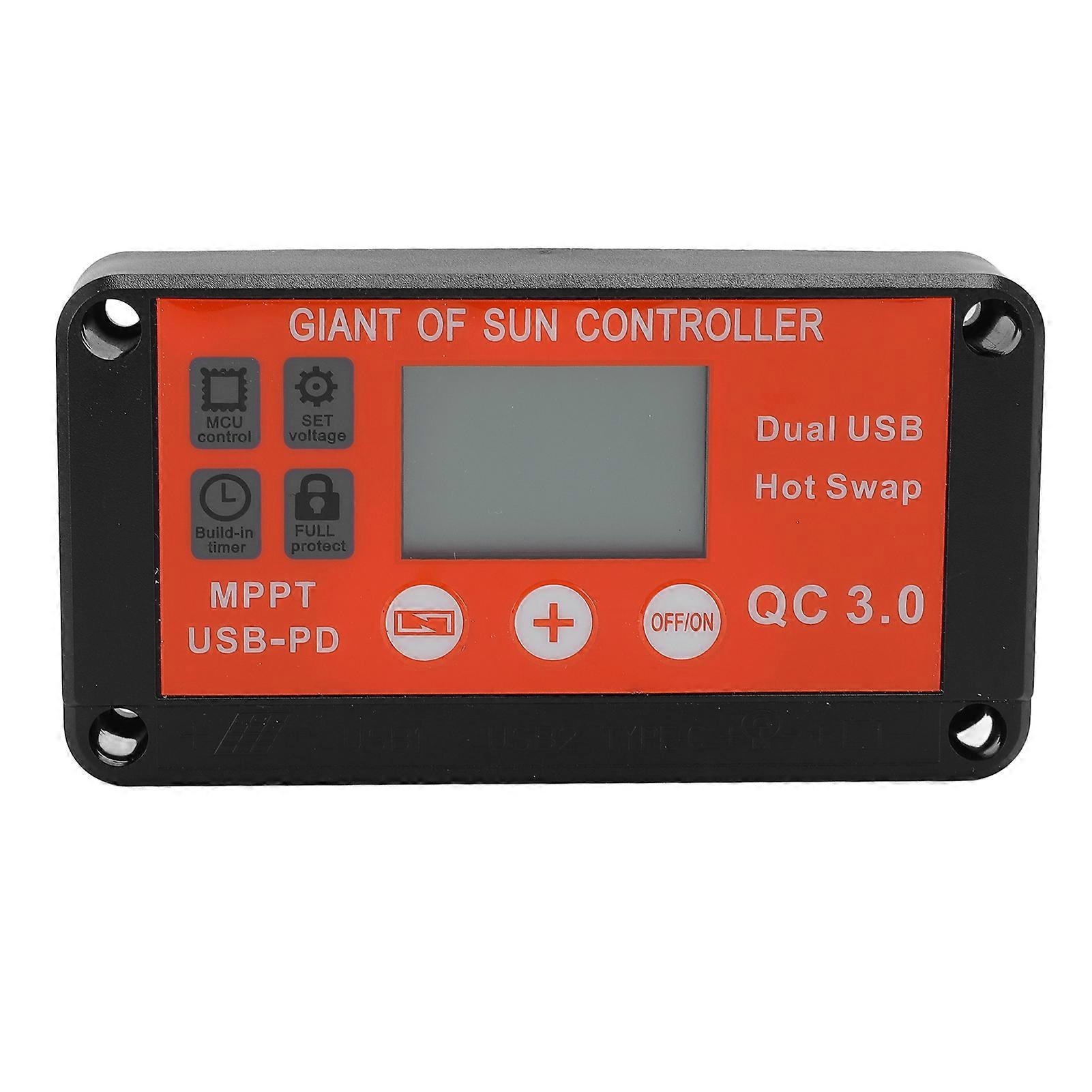 MPPT Solar Controller Dual USB Smart Adjustment 12V 24V Adaptive Charging LCD Display Solar Panel Regulator for Sealed Gel Battery 30A