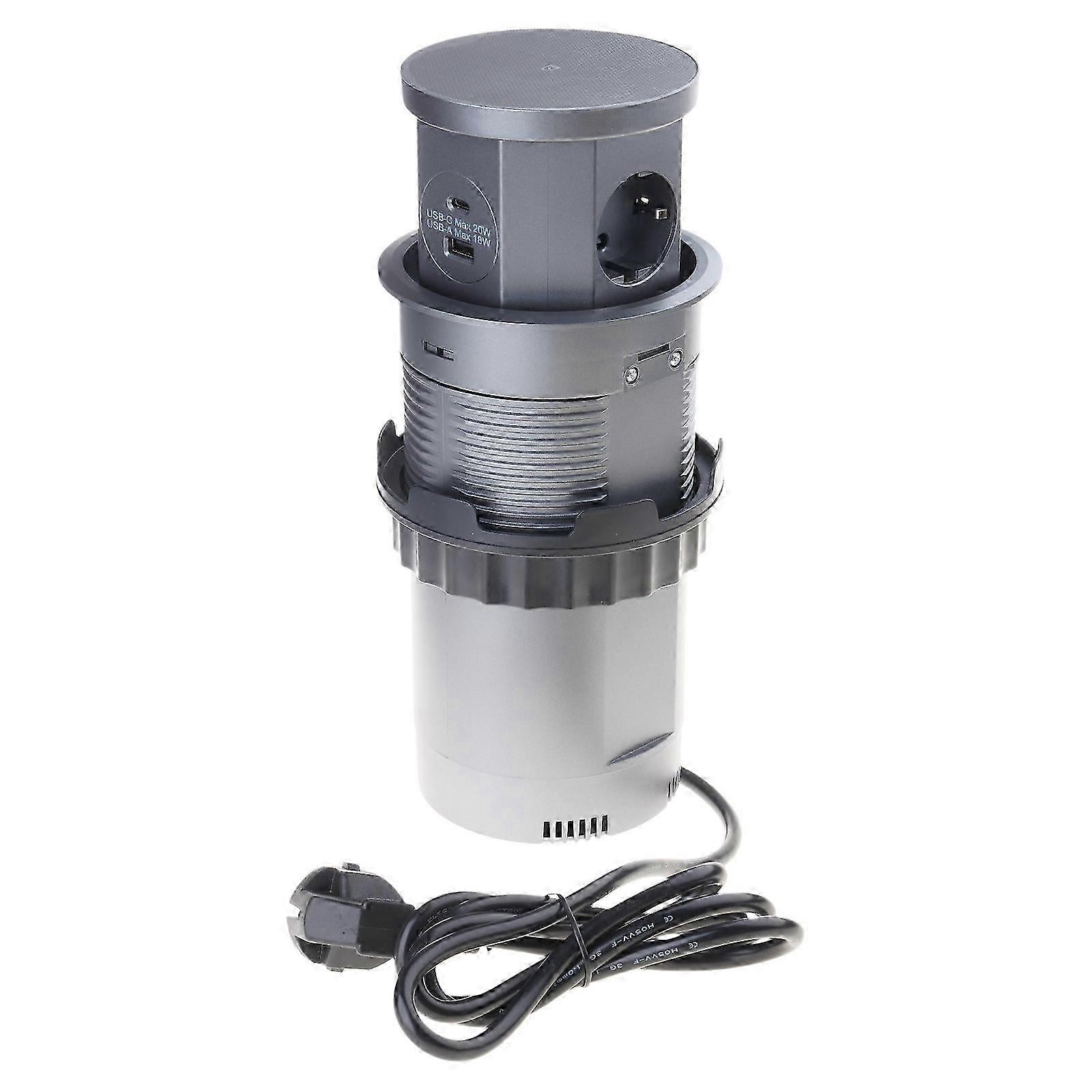 (Grey) Electric Lifting Socket Universals Power Outlet Concealed Tabletops Retractable Outlet Kitchen Table Power Socket  Grey