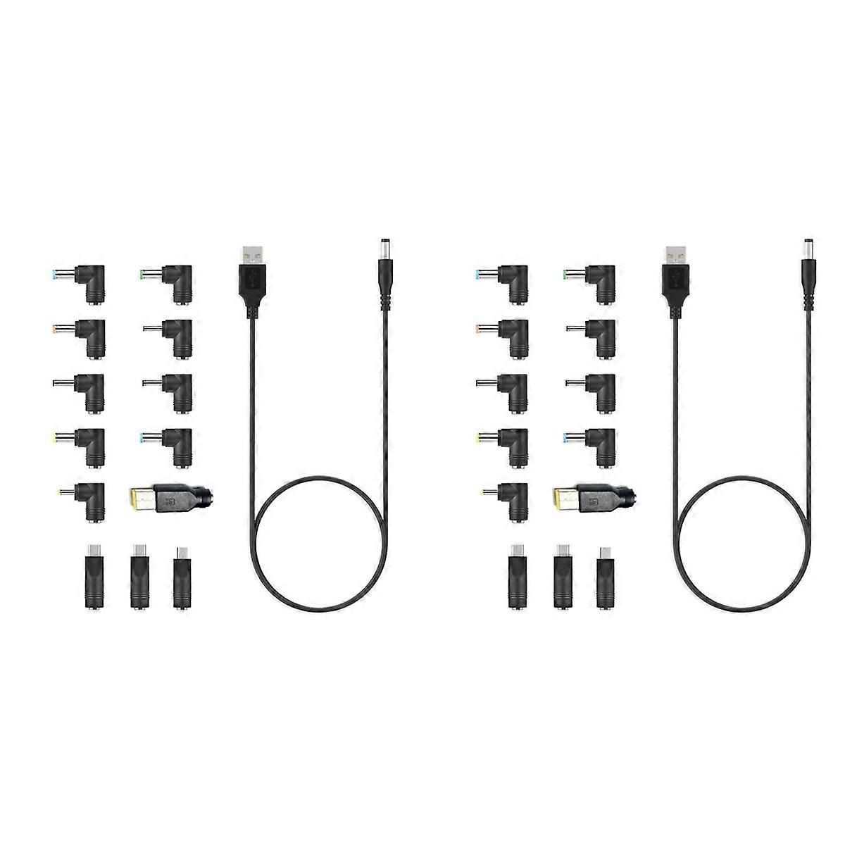 USB to DC Power Cable Universal USB to DC Jack Charging Cable Power Cord with Interchangeable Plug C