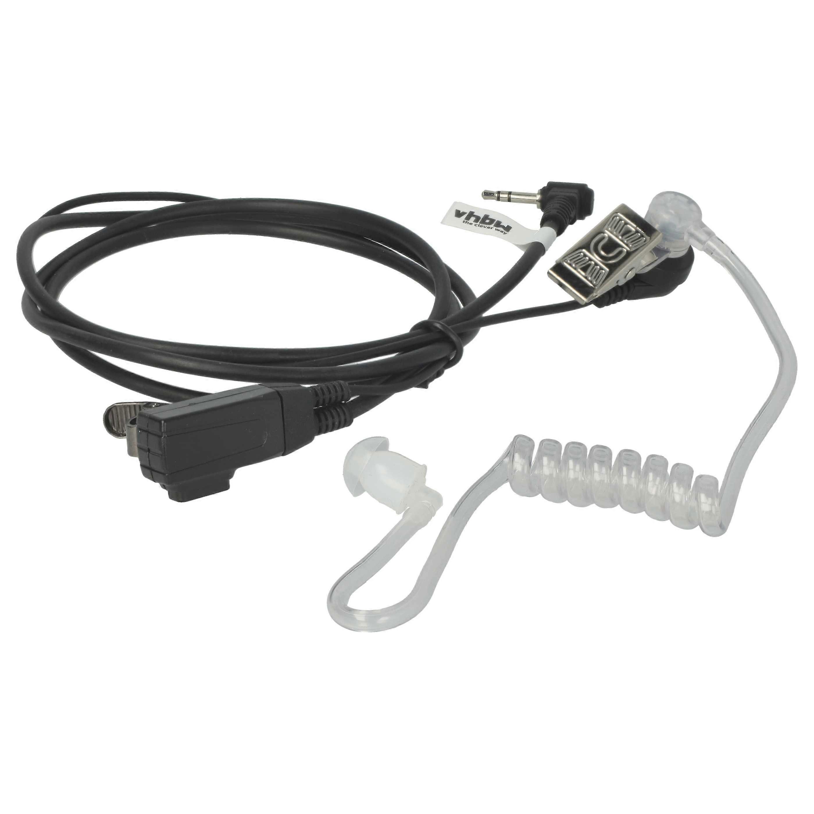 vhbw Headset kompatibel mit Motorola MH230R, MC225R, MC220R, MB140R, FV800, MR350R, MJ270R, MR355R Funkgerät - schwarz, Transparenter Akustikschlauch