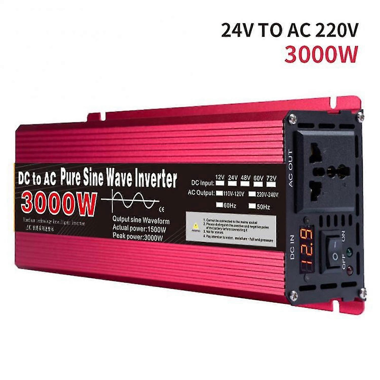3000W Car Inverters 12v 220v pure sinus 12V/24V To AC110V 220V Universal Socket