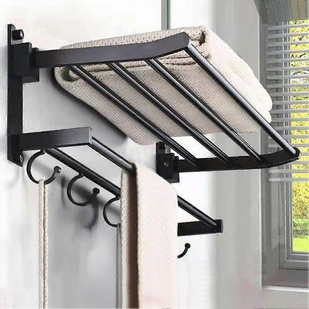 Wall-Mounted Adjustable Aluminium Towel Holder with Multiple Hooks