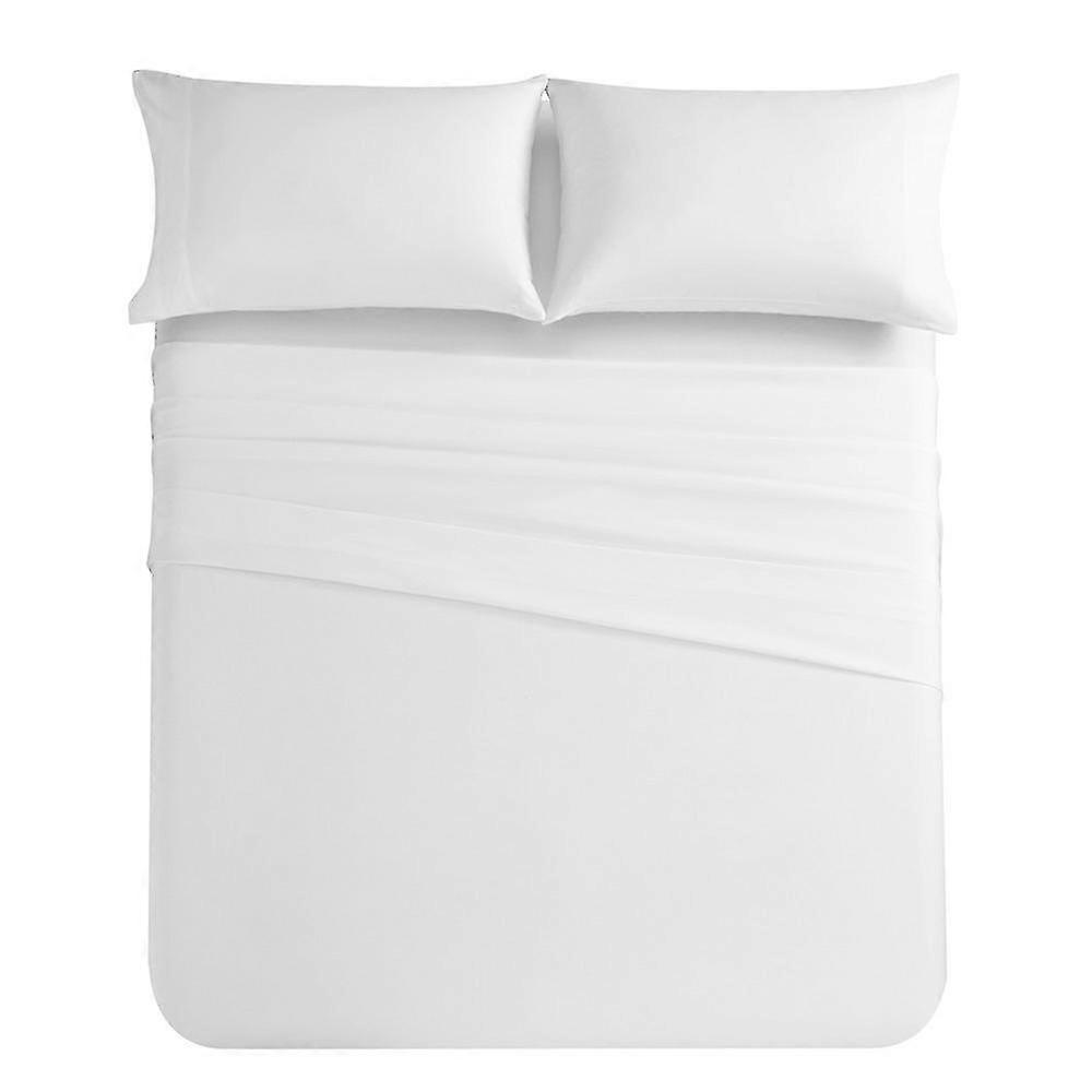 4-Piece Queen Size Bed Flat Sheet and Pillowcase Set