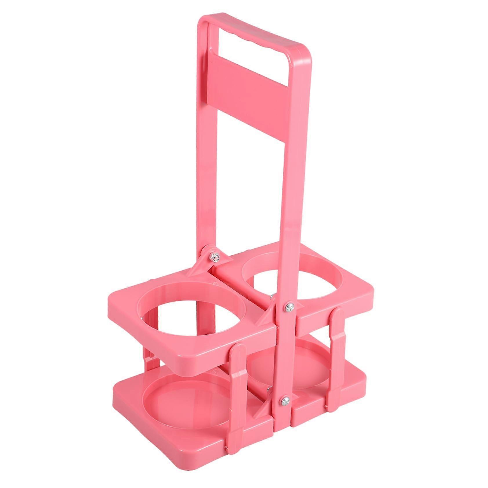 Barbier Bottle Rack Slim Drink Carrier with Handles Reusable Beer Holder Portable Plastic Wine Rack Pink