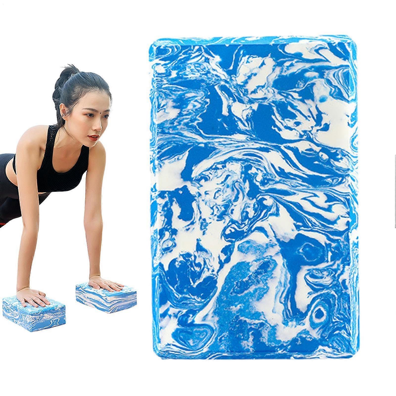 Nonslip EVA Pilates block for stability, balance, and deep stretching, blue