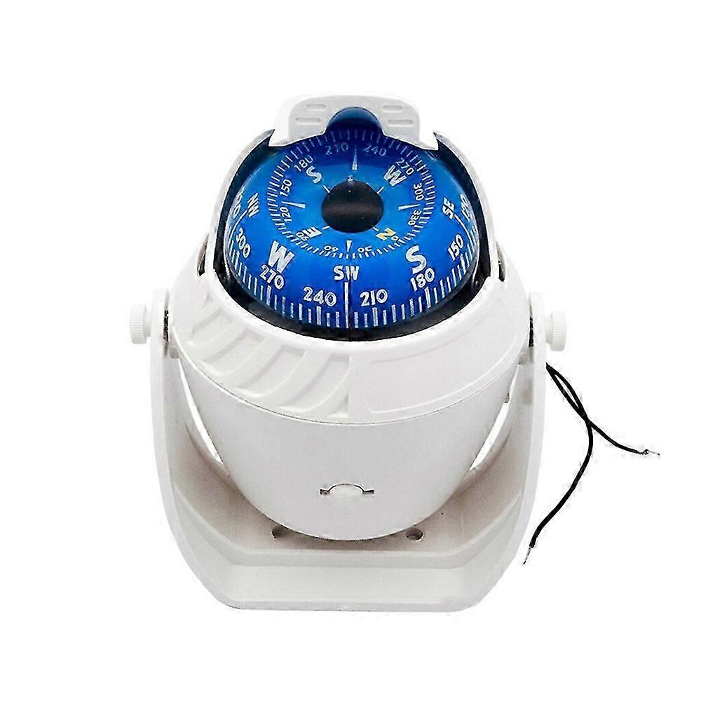 Illuminated Compass High Accuracy Magnetic Declination Adjustment Plectrum Waterproof Marine Compass with LED Lights White