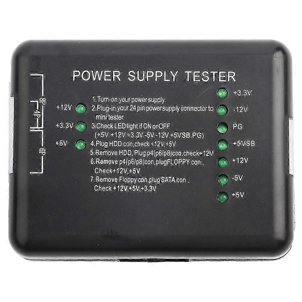 Power Supply Tester Checker for 20/24 Pin HDD SATA FLOPPY Compatible with Computers