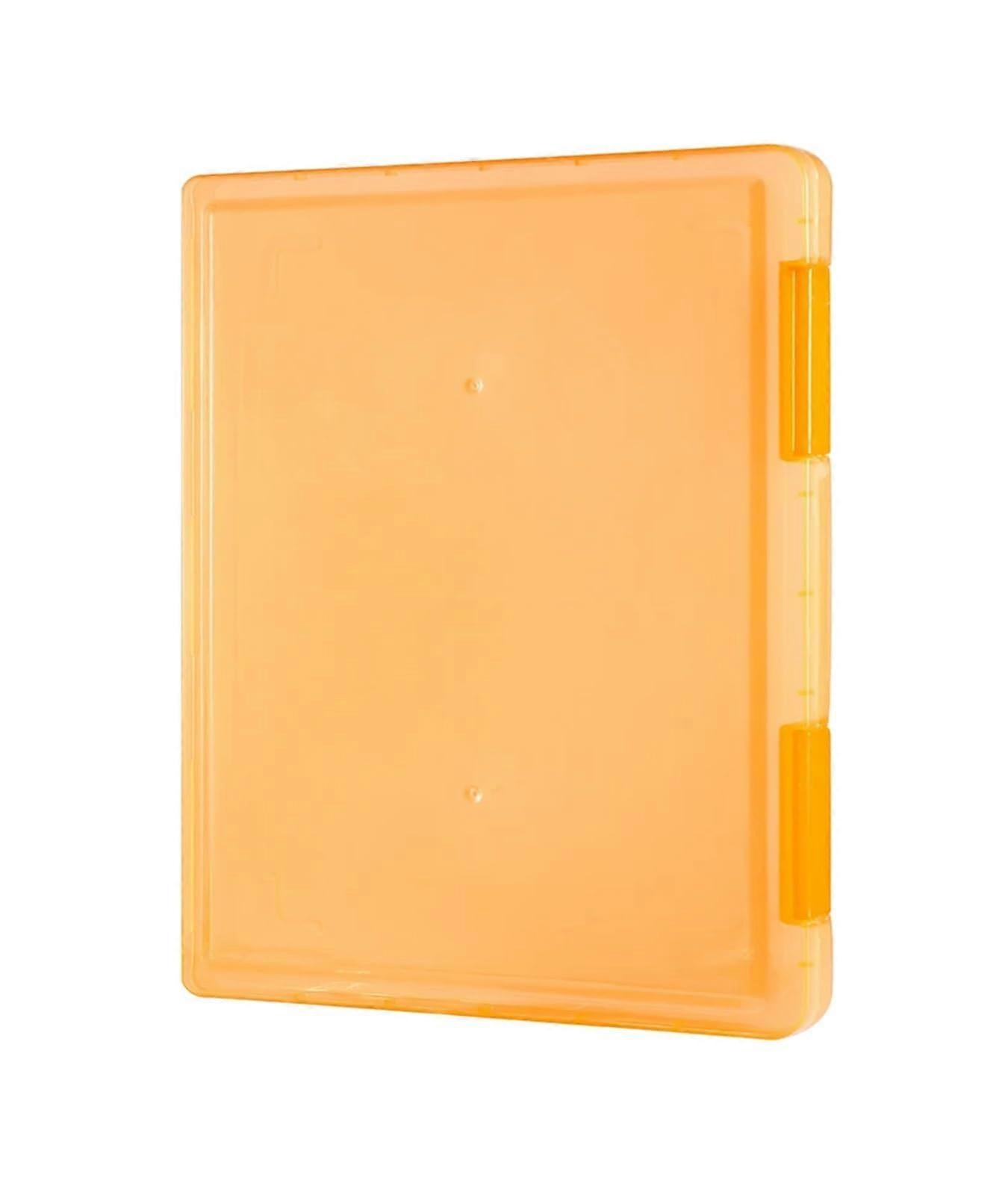 Document Storage Box Set of 2, Orange Paper Organizer for Office, Clear Dustproof File Storage Solution
