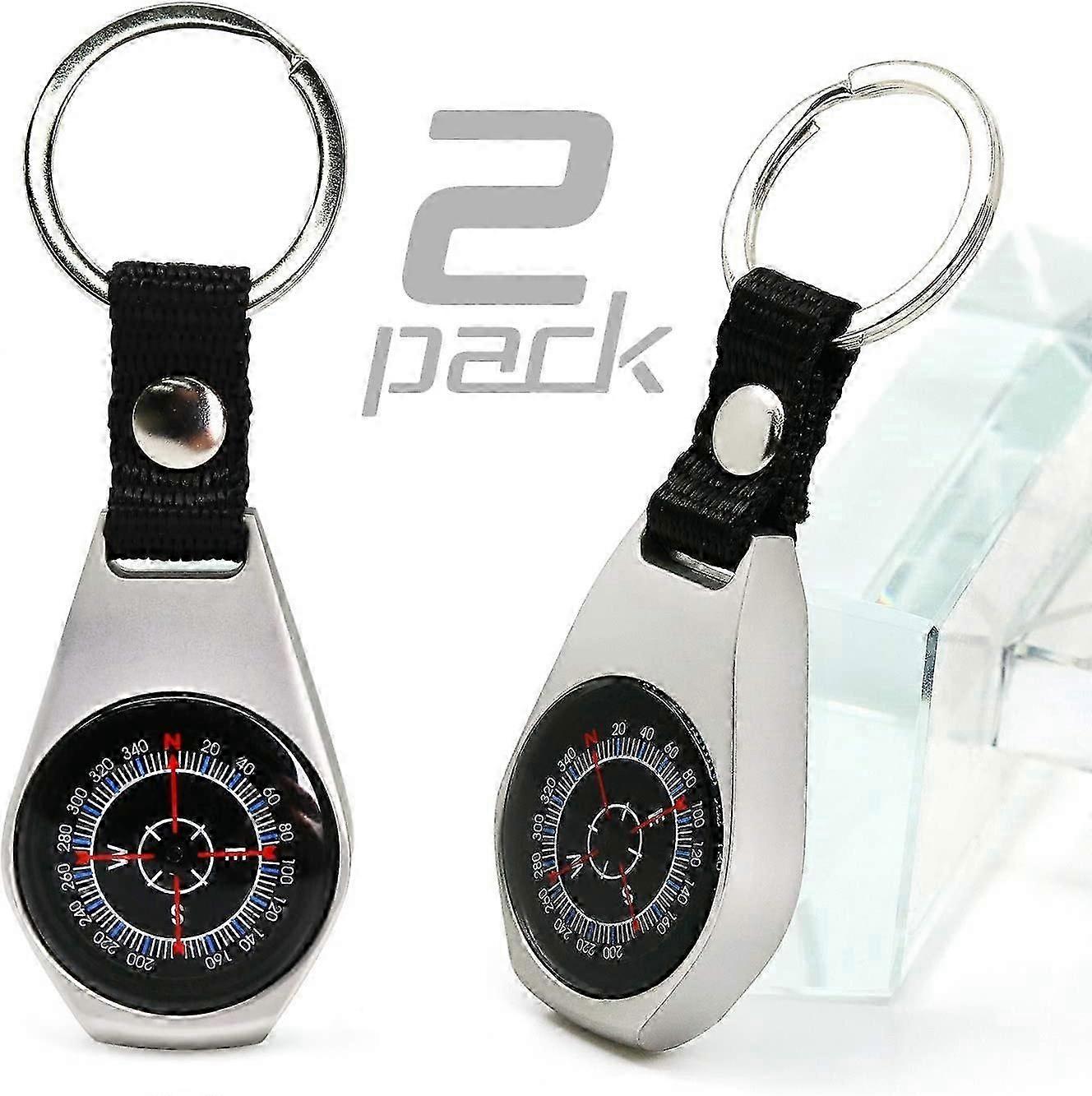 2-Pack Waterproof Military Mini Compasses - Survival Keychain Gear