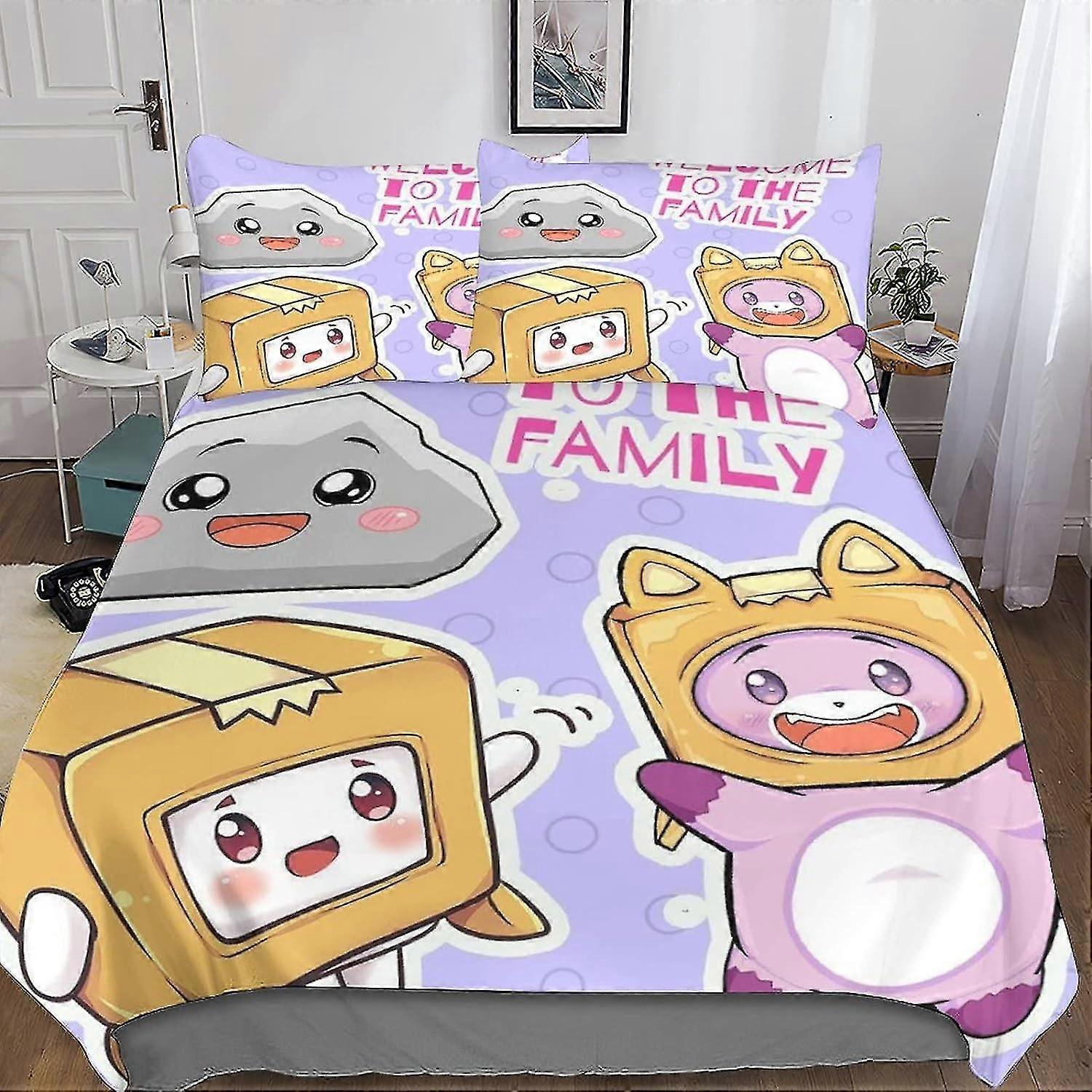 Duvet Cover Set with 3D Animation Design, Soft Microfiber Bedding Set for Adults and Kids, 3 Pieces Double