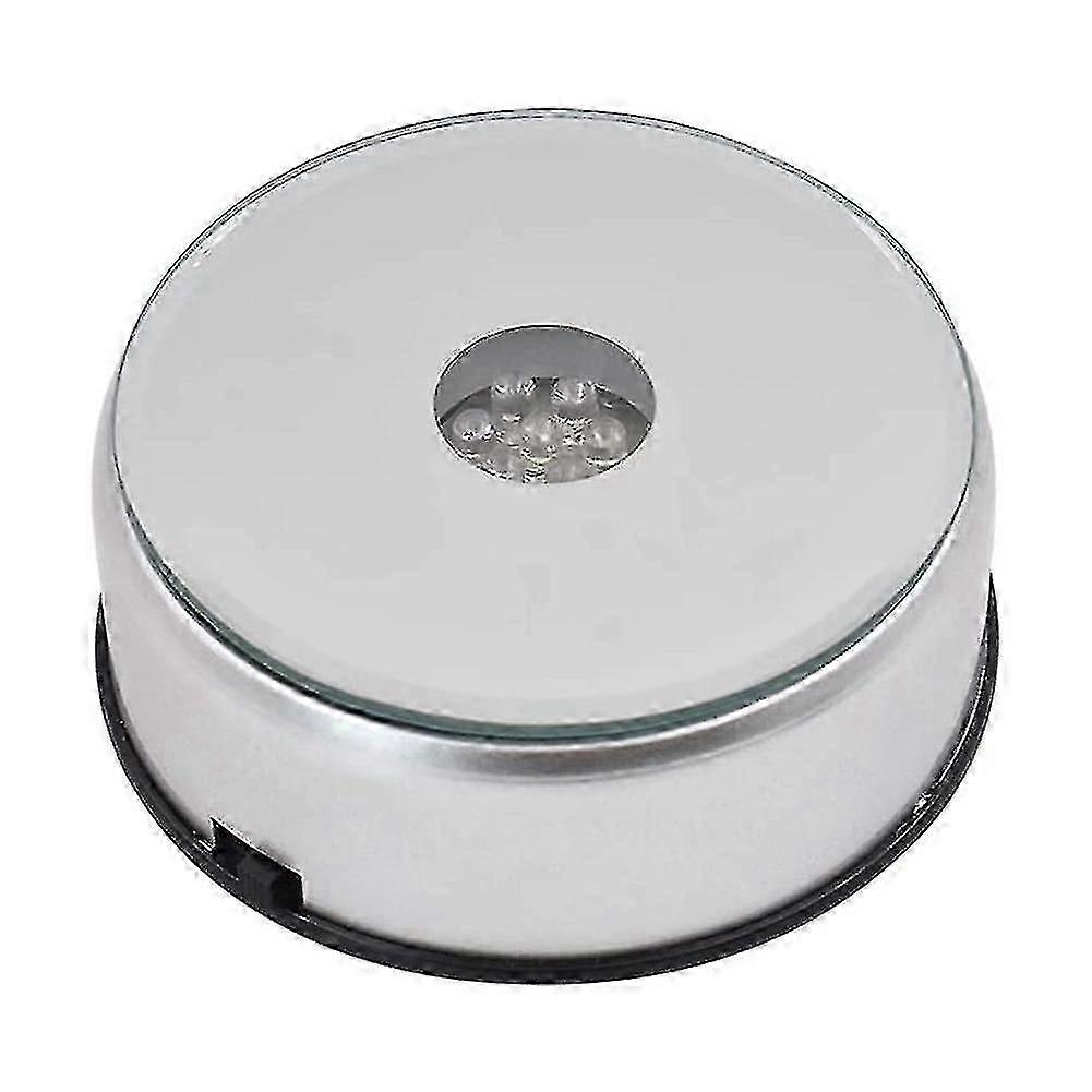 Display Turntable Base for Glass Art, LED Colored Rotating Crystal Display Stand