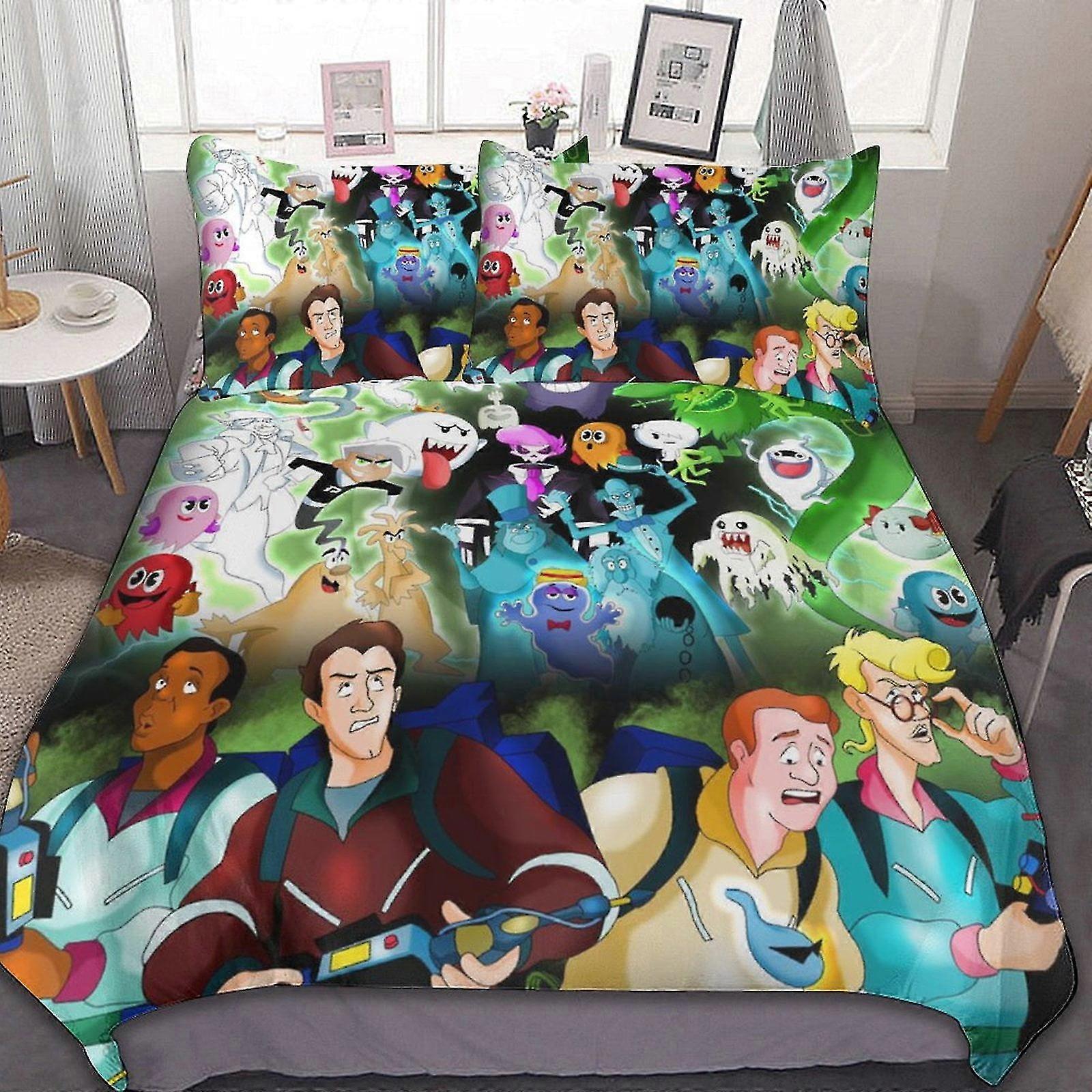 Conjuntos de Cama Inspirados em Ghostbusters 3 Peças Conjuntos de Edredom Macio Decoração de Quarto Presentes com 1 Capa de Edredom 2 Fronhas
