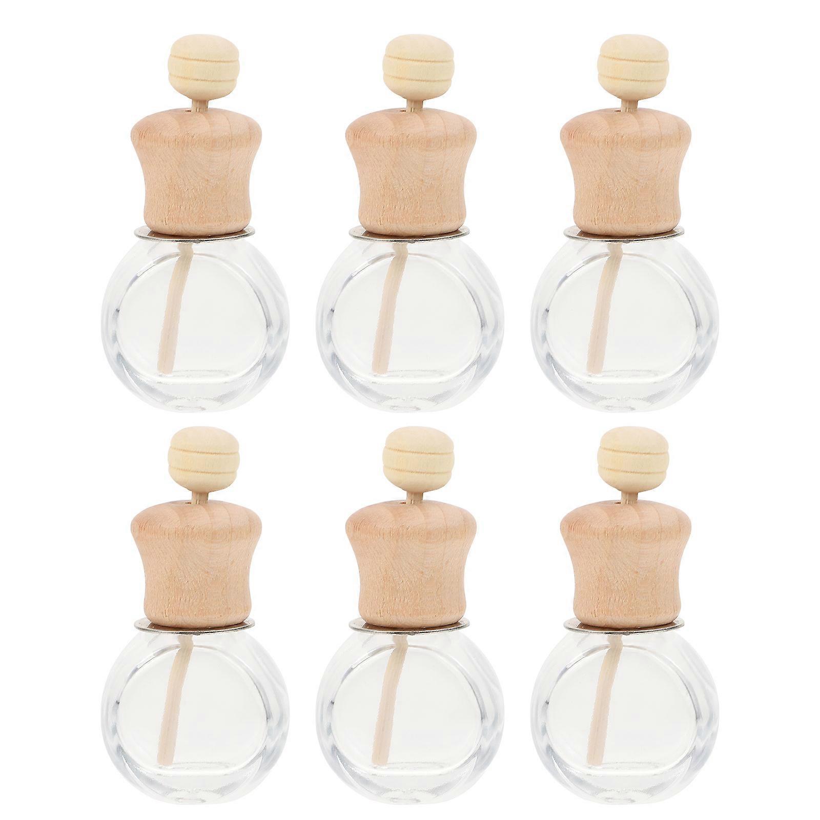 6 Pieces Rotatable Glass Bottles for Essential Oil Diffusers with Wooden Lids Multi Color 0.5oz