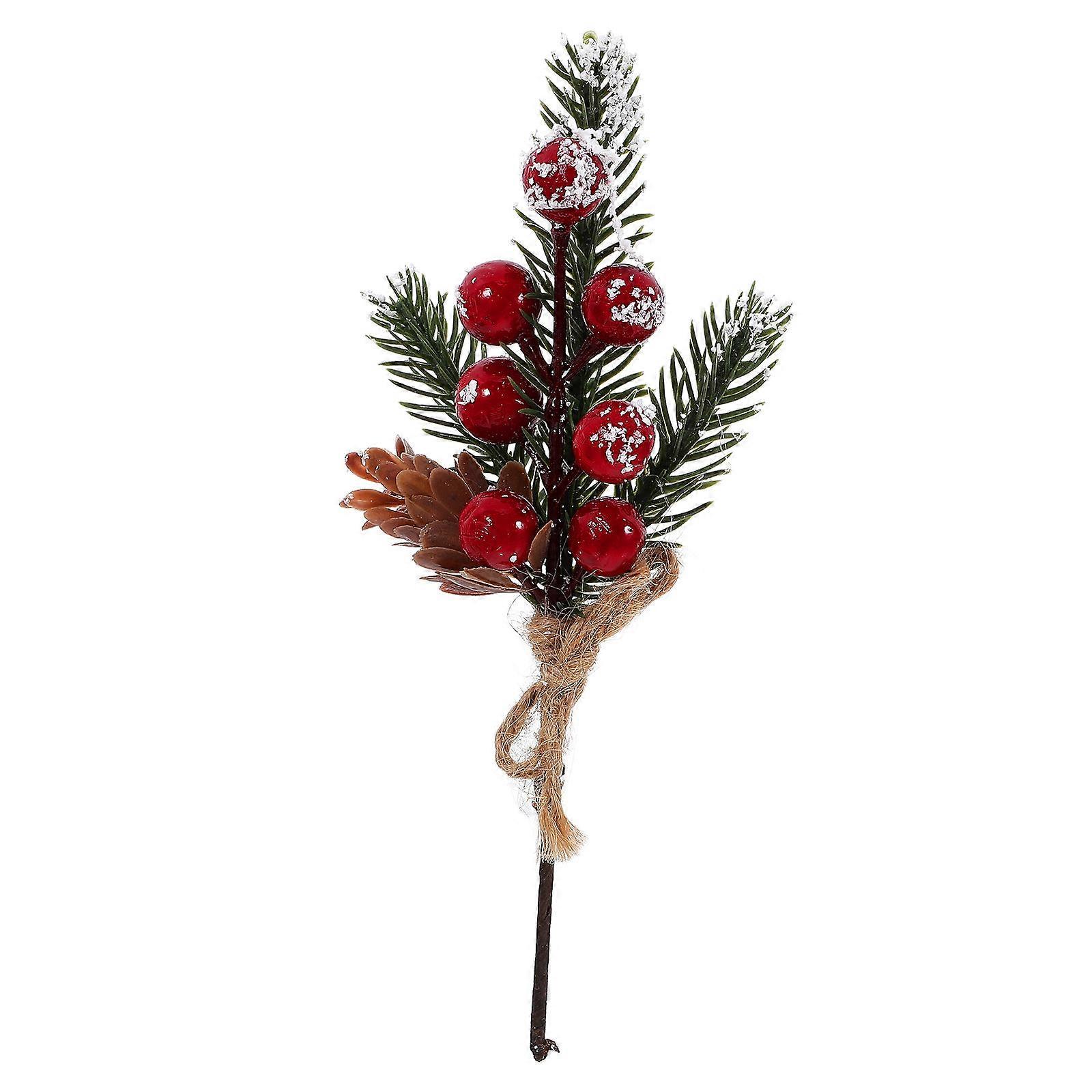 Pine Cone Red Berry Picks Stems Iron Wire Multi with Versatile Use for Christmas Decorations
