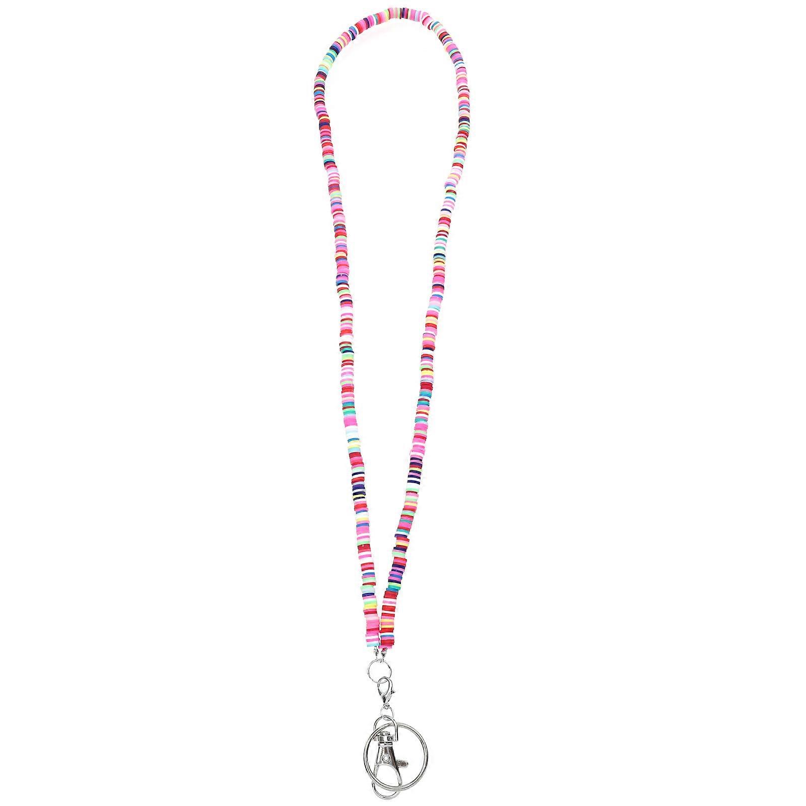 Colorful Beaded Lanyard Necklace For Women Daily Use Multi-Colored 75x6cm Prevent Dropping 1Pack