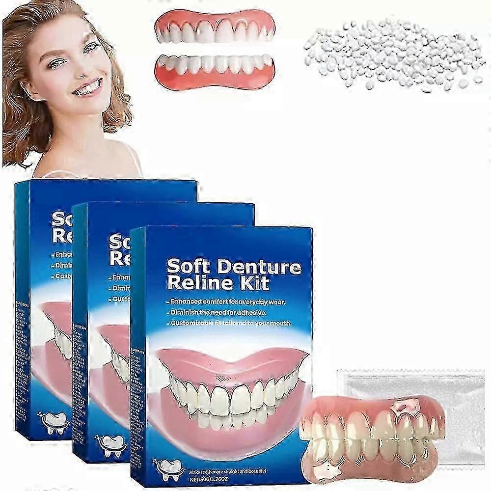 1-3x Perfekt passform Protese Silikon Reline Kit Myk protese Reline for menn og kvinner