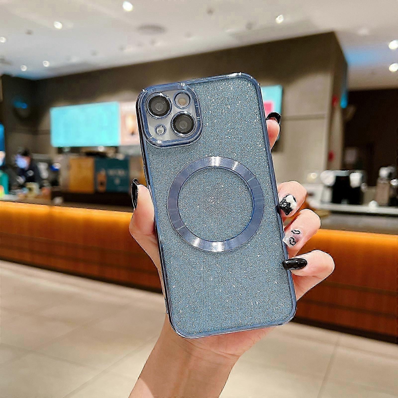 Glitter Case for iPhone 15 Pro Max/ 15 Ultra, Clear Magnetic Case Compatible with MagSafe Bling Sparkle Plating Soft Cover Women
