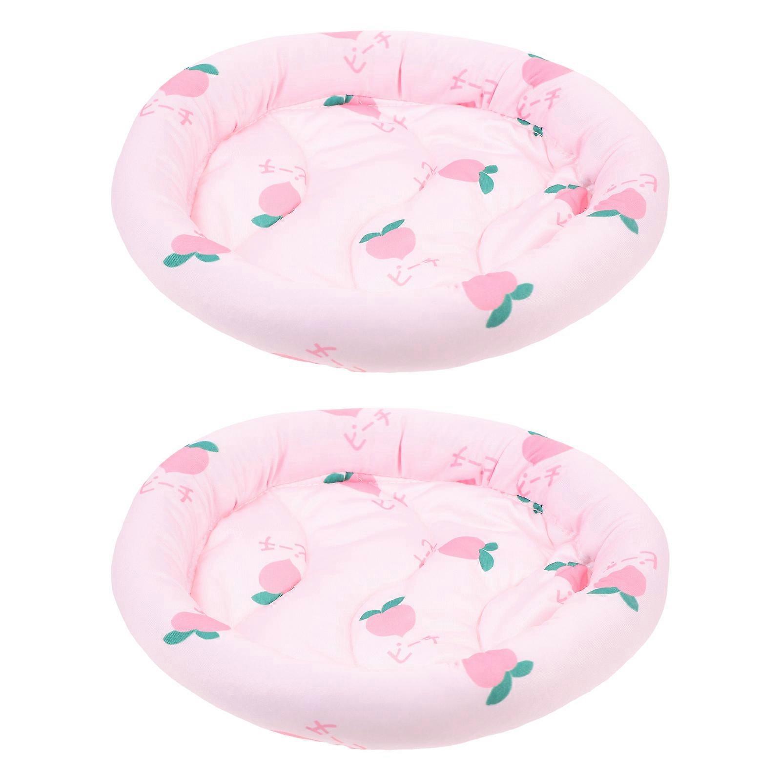 Pet Sleep Cushion Hamster Sleeping Mat Summer Use Non-slip Ice Silk 8.7×8.7×0.8in 2Pack