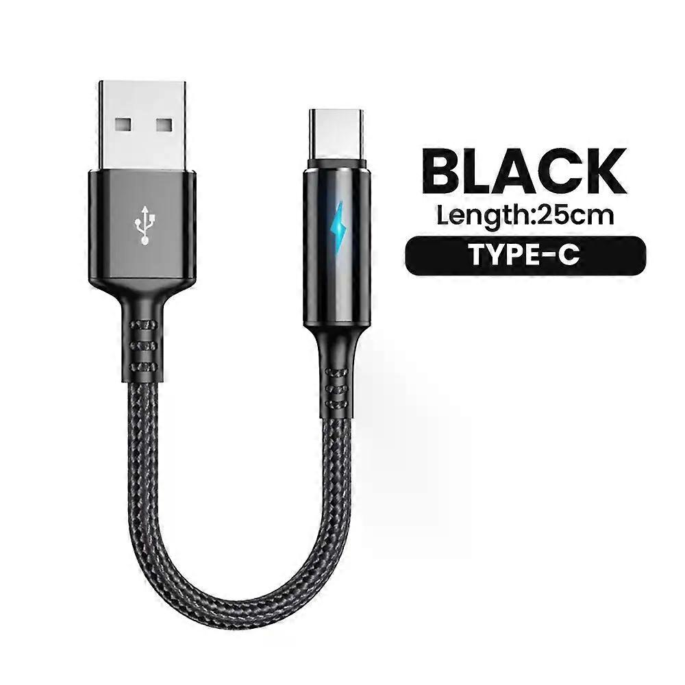 Stand 25cm Short USB Type C Cable 3A Data Micro USB Lightning Cable for iPhone Huawei Xiaomi Power Bank Fast Charging Data cable