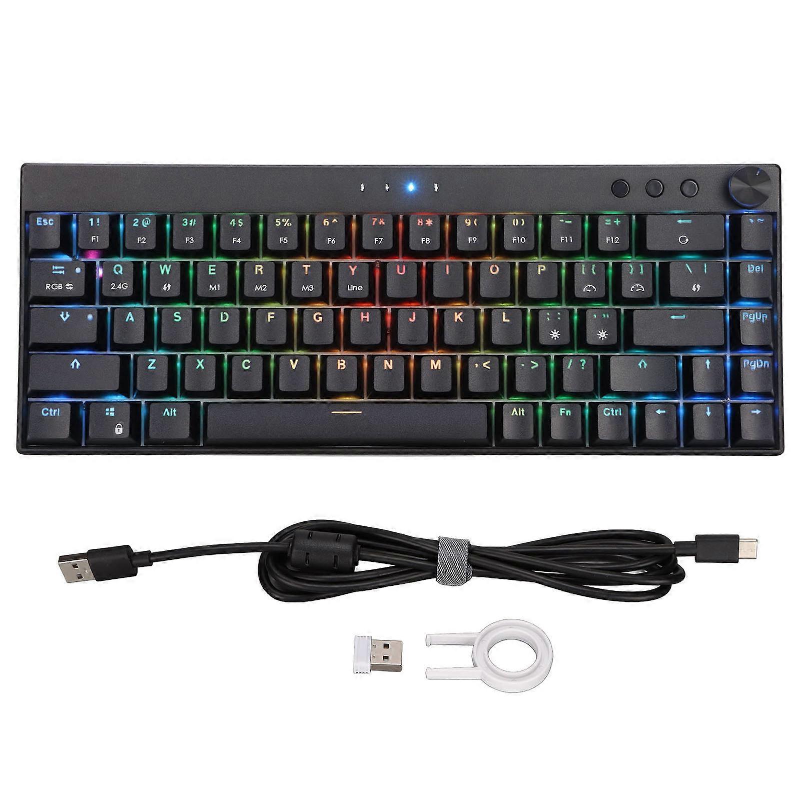 Mechanical 68 Keys Three Modes RGB Backlight 1800mAh BatteryBlack Mechanical Gaming Keyboard