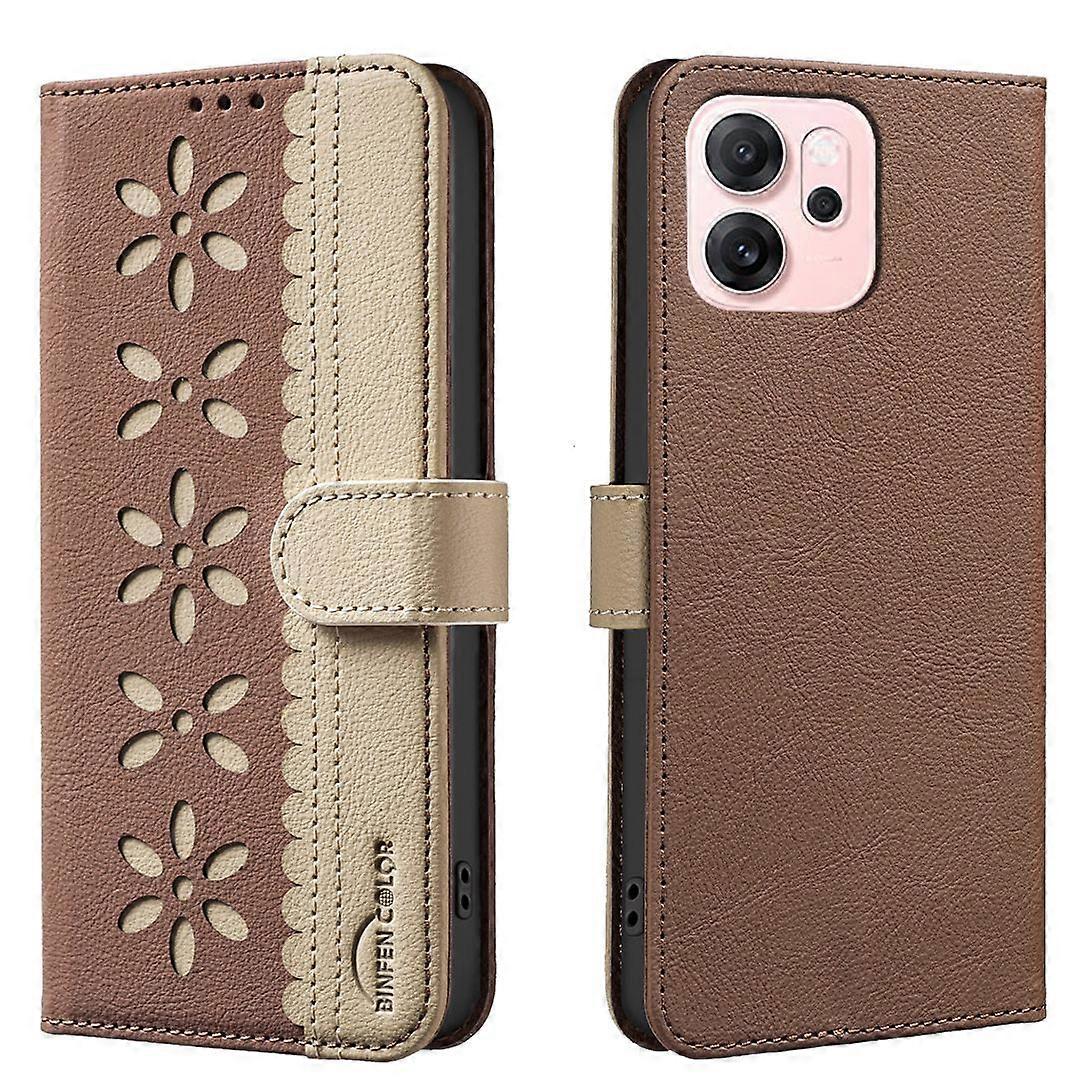 For Oppo Reno14 F 5G Leather Case BINFEN COLOR BF36 Floral Pattern Phone Cover RFID Blocking Wallet