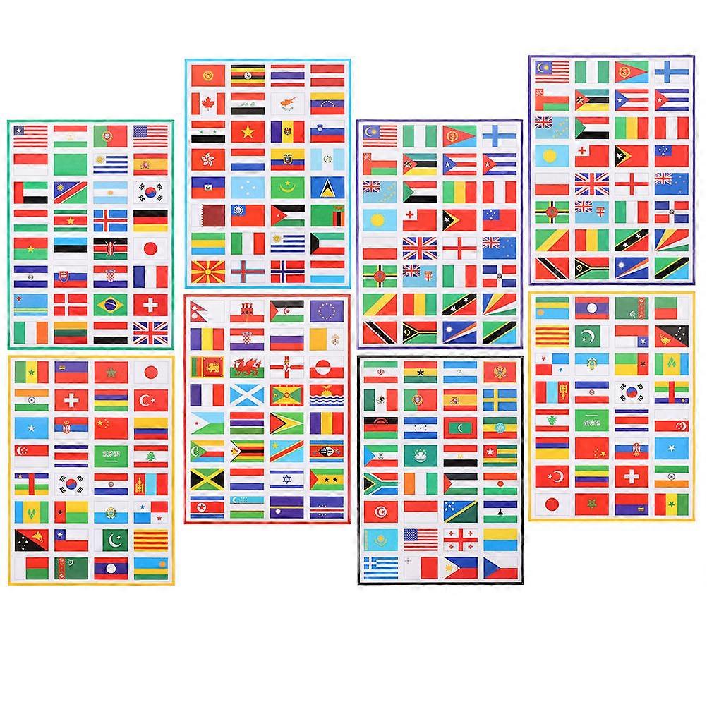 Adhesive Flag Stickers 8 Sheets World Flags Face Stickers for Sports Events, Parties, and Festivals Cheering Decals Easy to Use