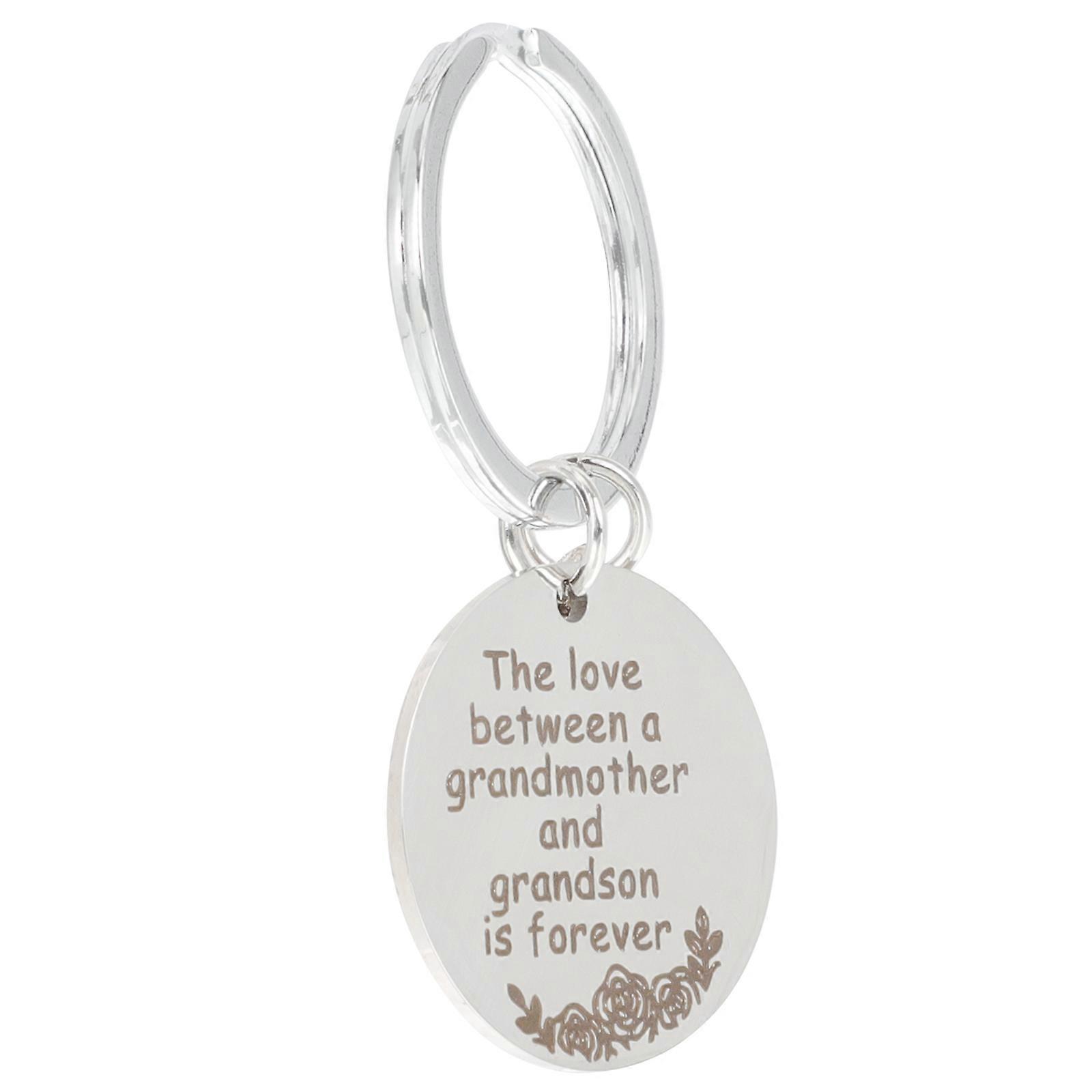 Grandmother Key Chain Pendant Stainless Steel Meaningful Keyring for Bag Hanging Decor Clip from Grandson