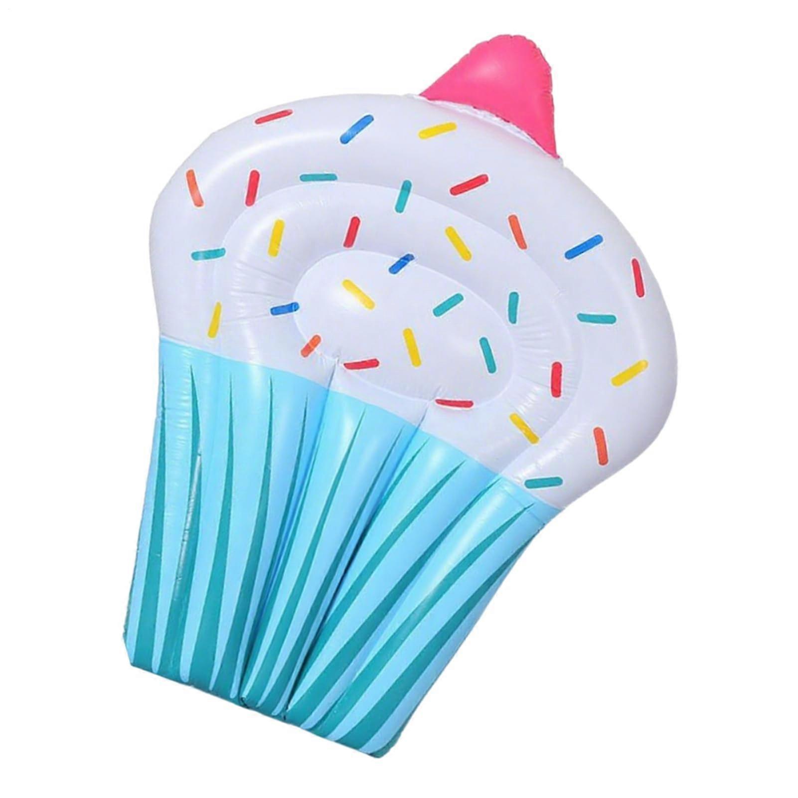 Swimming Pool Air Raft | Cake-shaped PVC Air Mattress with Lying Surface for Garden, Pool, Kids - Blue