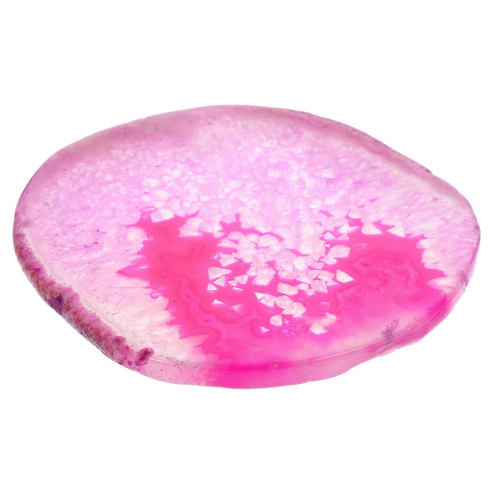 Rosy Agate Stone Coaster Heat Resistance Non Slip Protect Tabletop Home Decor 1Pcs