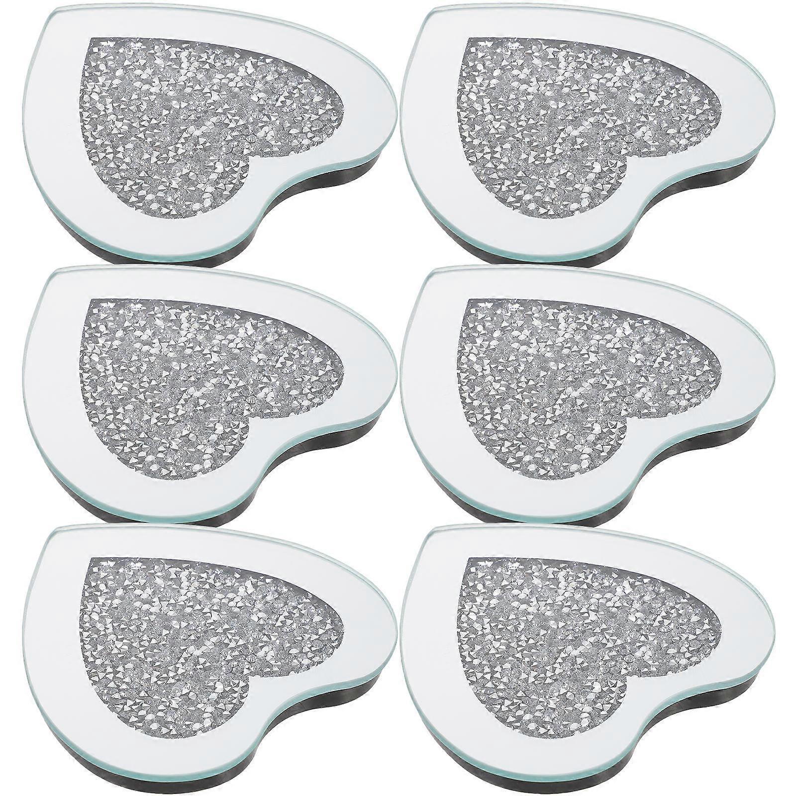 Glass Coasters For Drinks Scratch Resistance Stylish Design Home Use Silver 6Pcs