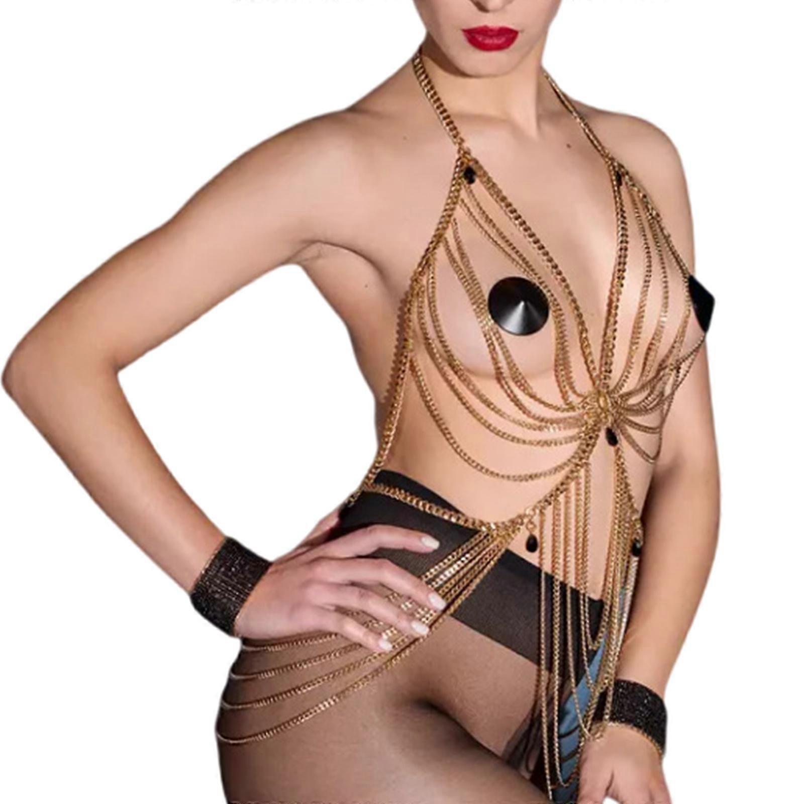 多層ボディチェーン調節可能なベリーウエストジュエリー女性用ビーチバケーションハーネスロングチェストチェーンネックレスゴールド