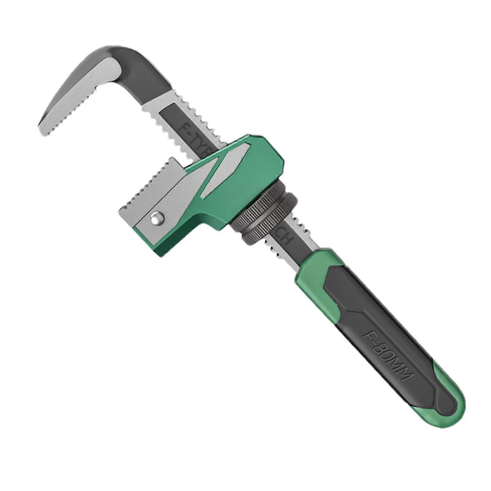 Adjustable Wrench F-Type Pipe Tool, Sturdy Multi-Functional Design with Right-Angle and Working Light for Round Pipes