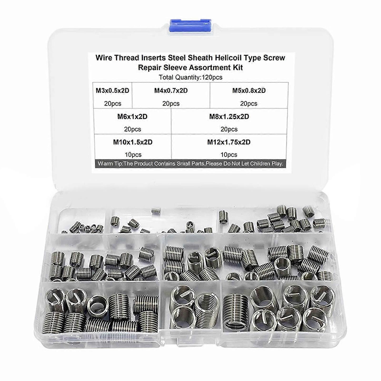 120 Pcs Insert Nut M3 M4 M5 M6 M8 M10 M12 Stainless Steel Shock Impact Resistant Threaded Insert Set