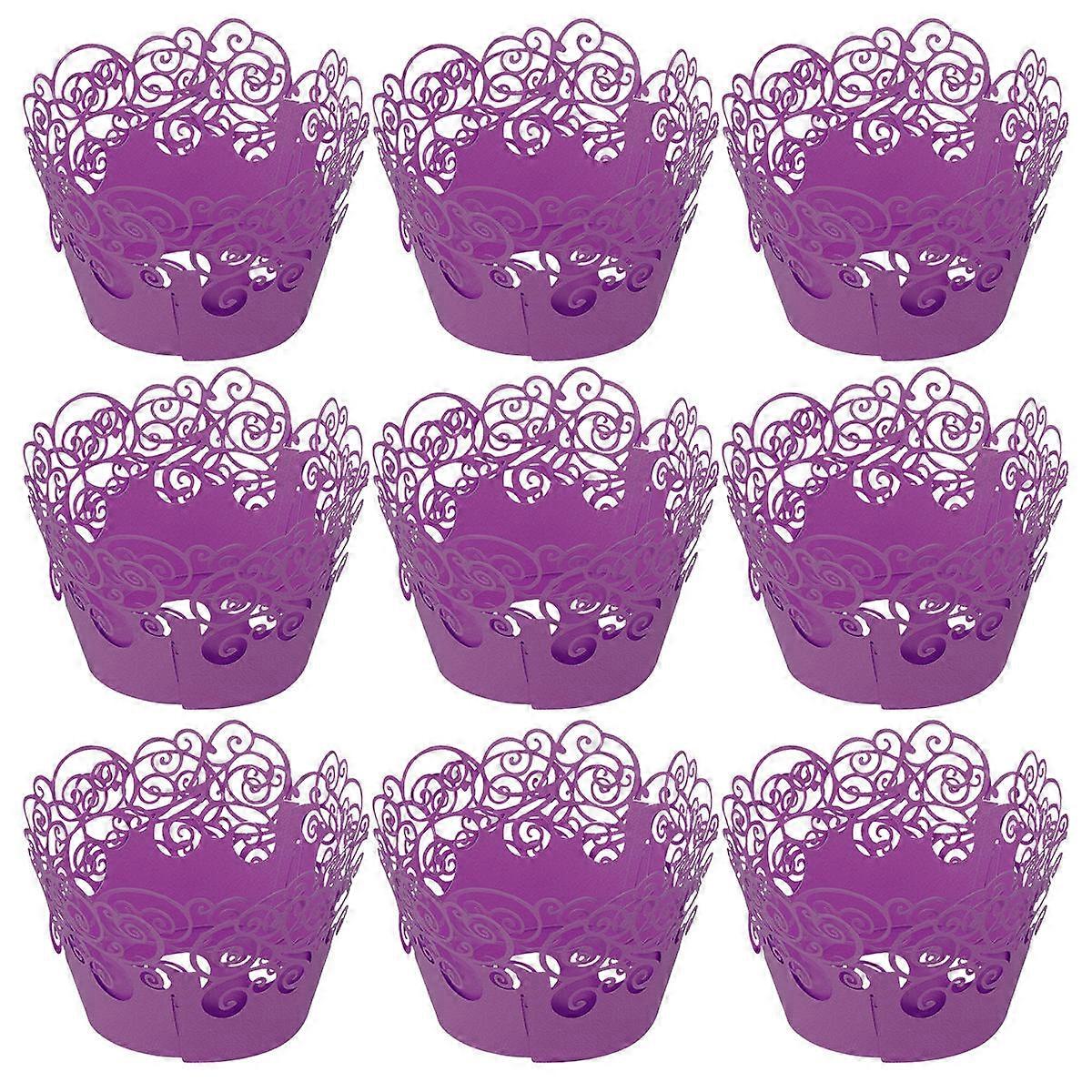 Purple Cake Wrappers Made of Paper for Beautiful Hollow Pattern Decoration Perfect for Wedding and Birthday Cake