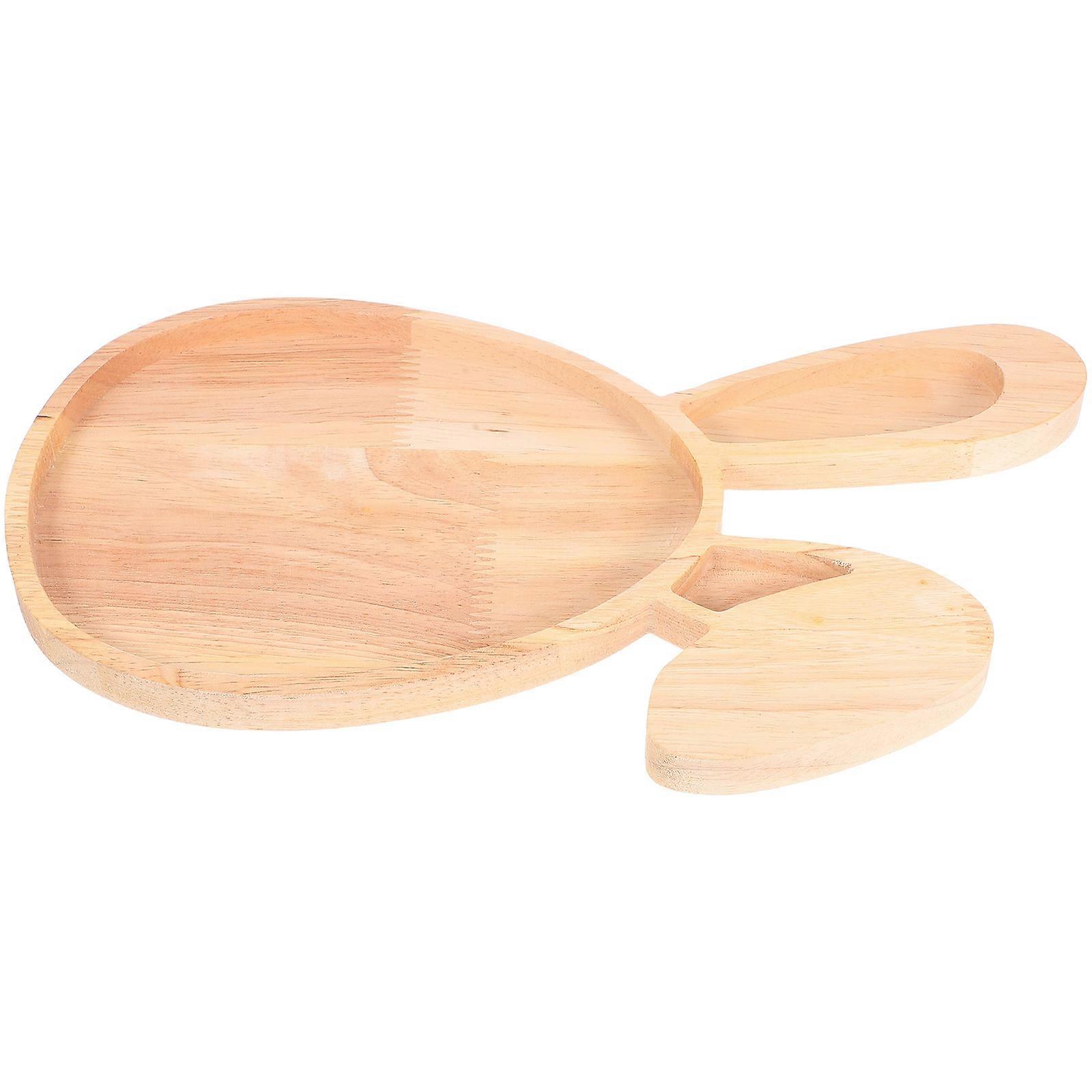 Easter Bunny Shaped Wooden Tray for Storage Use Khaki Color Safe and Study with Novel Design 7 inch