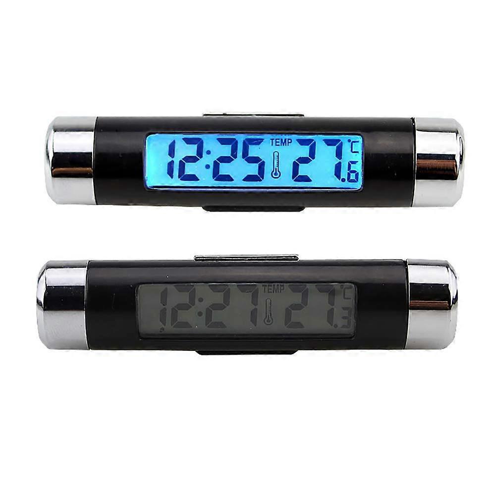 Barrel Shaped LCD Air Vent Clip On LED Car Digital Clock Thermometer