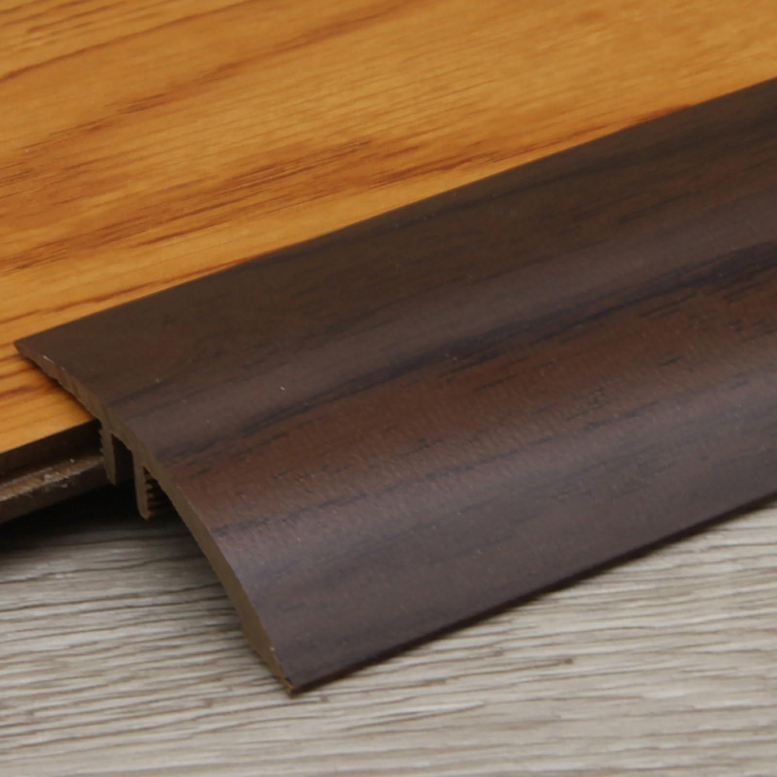 Threshold Strip 2 1/5 Inch Wide Transition Strip for Uneven Floors, PVC Plastic with Wood Grain (D 5.5 cm W 1.3 m)