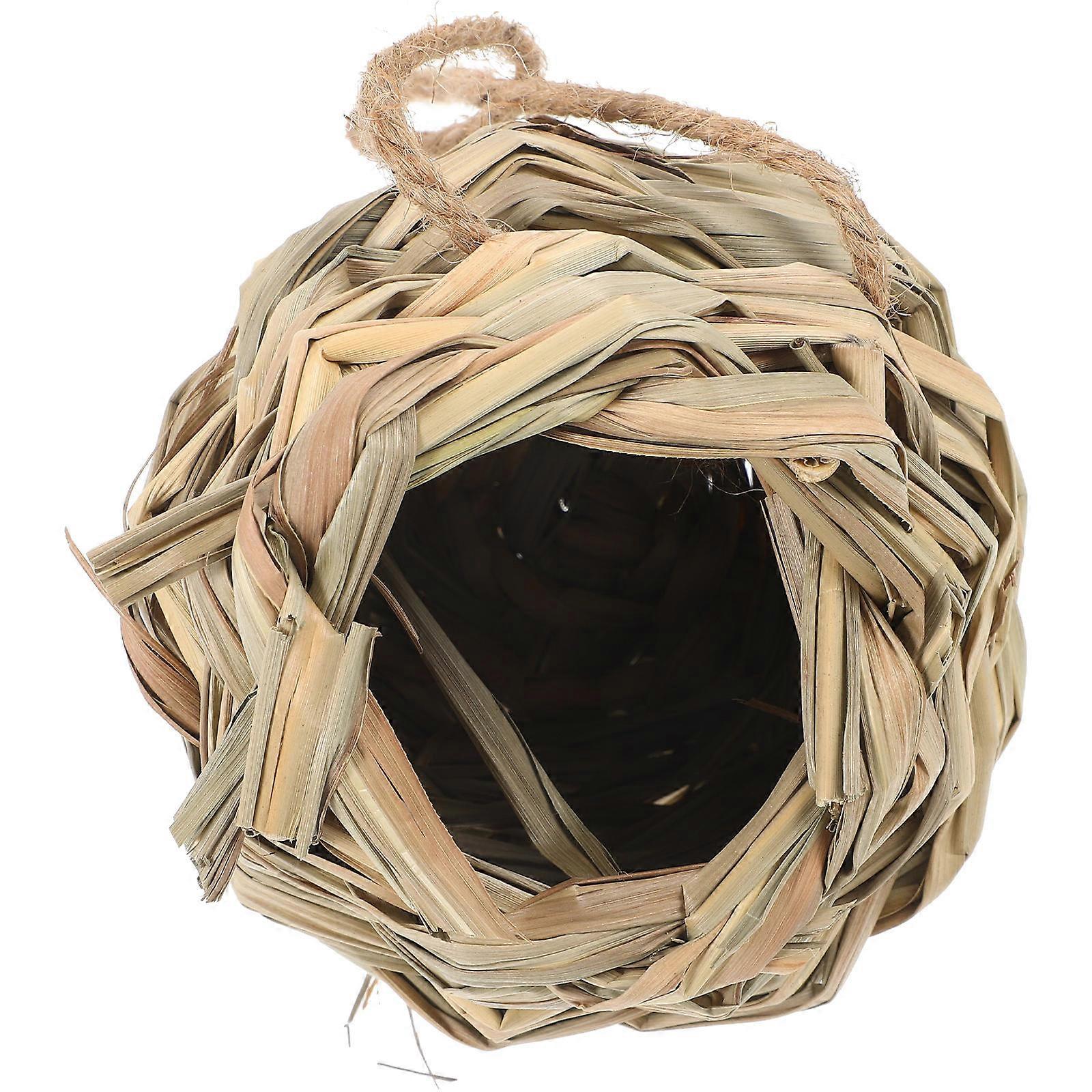 Handmade Breathable Woven Bird House Hamster Hut Durable Natural Material Parrot Nest Small Animal Cozy Hideout Stylish Decorative Habitat